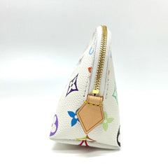 LOUIS VUITTON M13744 LV × TM Takashi Murakami Collaboration Pochette Cosmetic PM Handbag Pouch Accessory Case Makeup Monogram Multicolor Canvas Women's Blanc — New