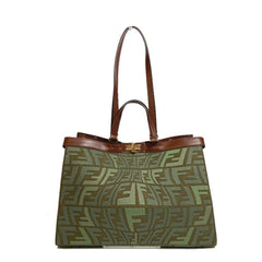FENDI 8BH374 FF Peekaboo X Tote Shoulder Bag Cotton Women's Green — New - Store Return