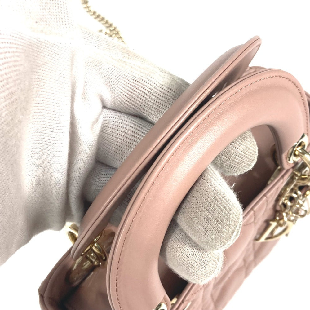 CHRISTIAN DIOR M0505ONGE_M50P Lady CHRISTIAN DIOR Cannage Chain Shoulder Bag Crossbody Bag Hand Bag Pink BeigeBased — Like New