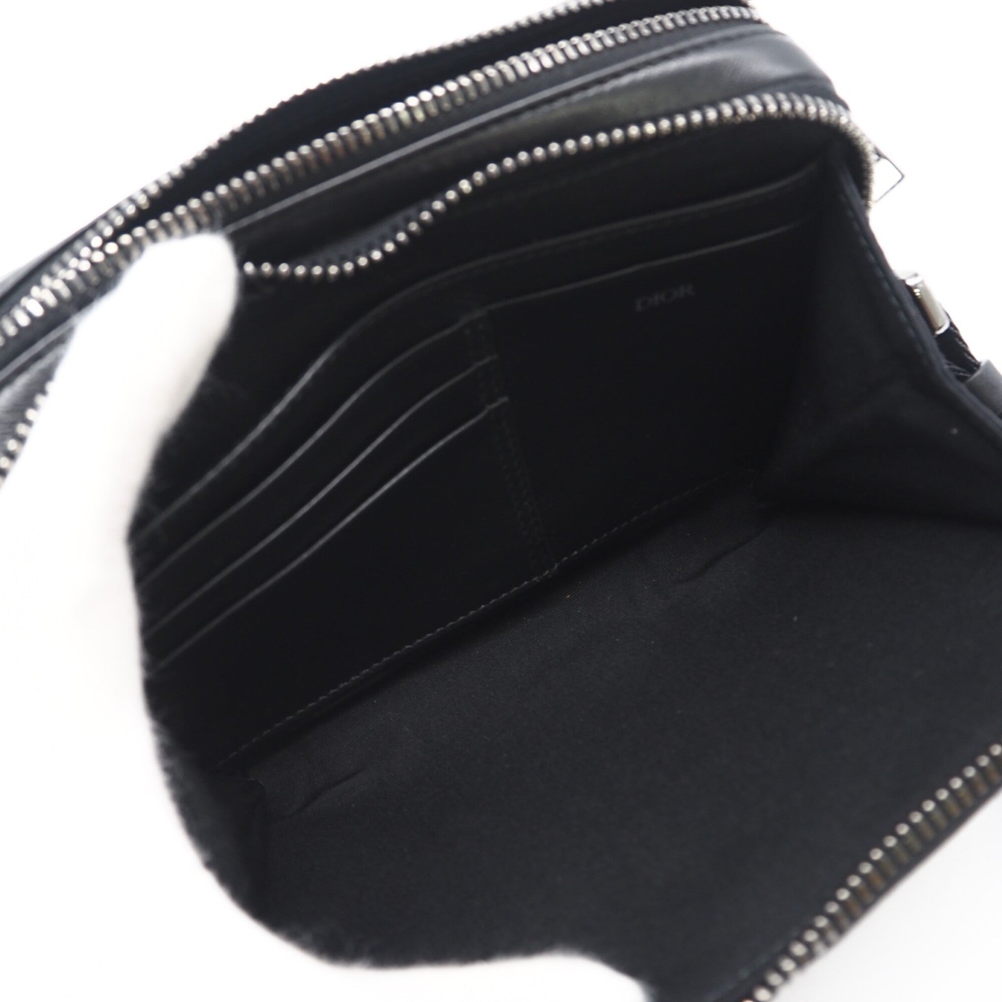 Christian Dior CD Diamond Messenger Pouch 2ESBC119 Shoulder Bag Black Gray Leather Women's — New - Store Return