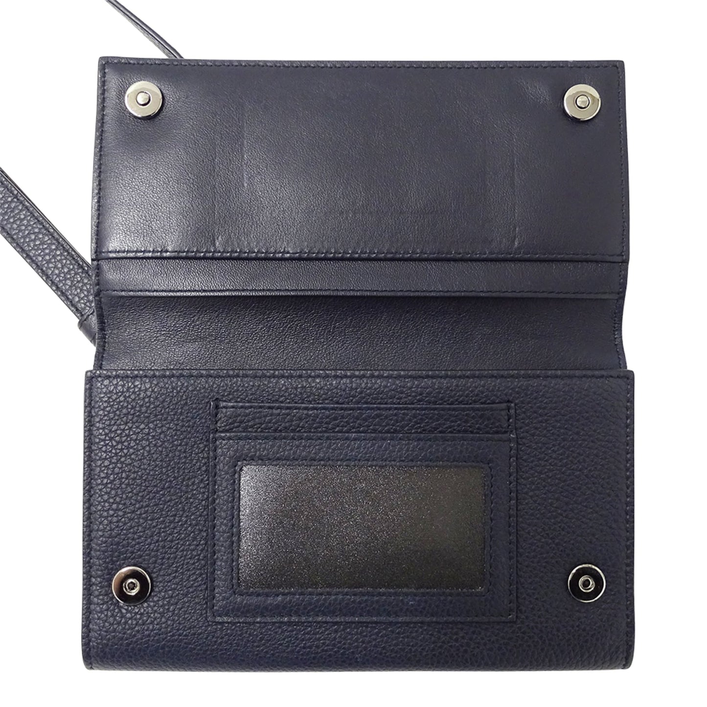 Christian Dior Dior Women's Leather Shoulder Wallet, Navy Blue, Long Crossbody
