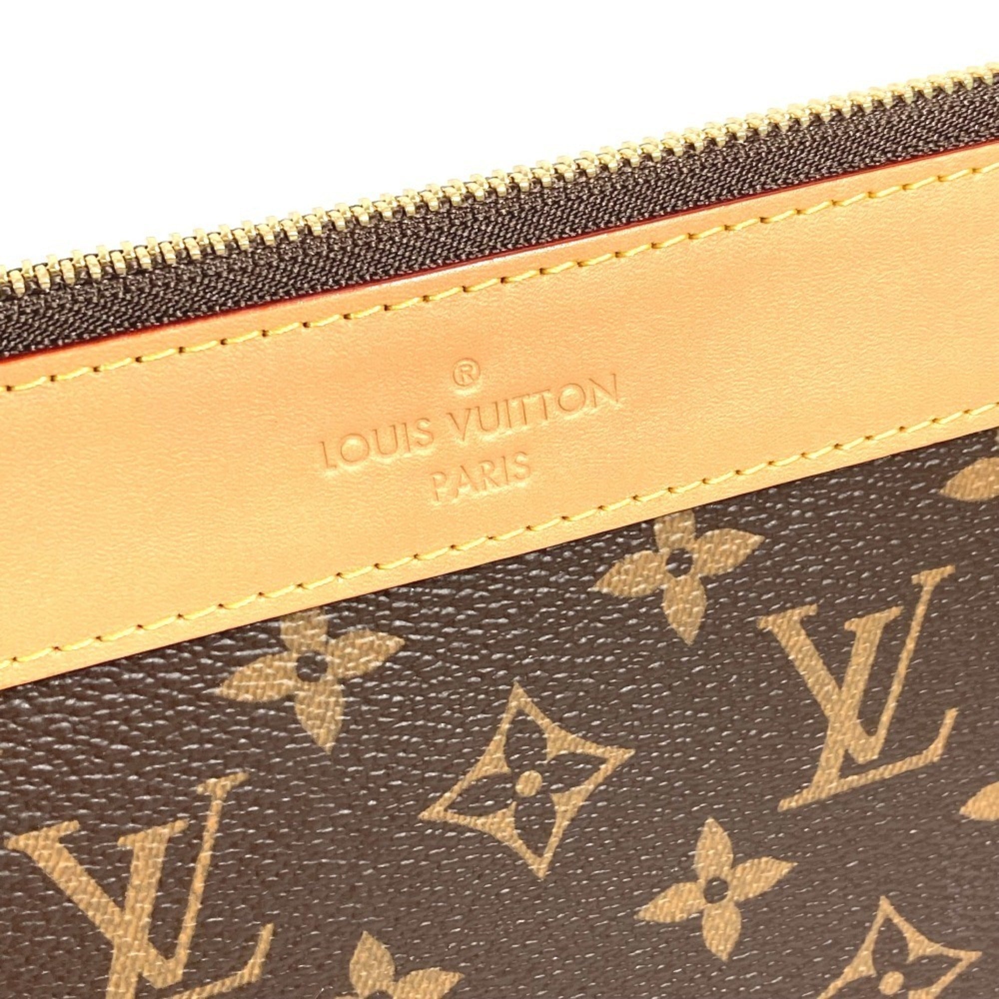 LOUIS VUITTON M82540 Monogram Pochette Jour, a clutch bag with an L-shaped zipper and canvas, suitable for men women, in brown, like new — Like New