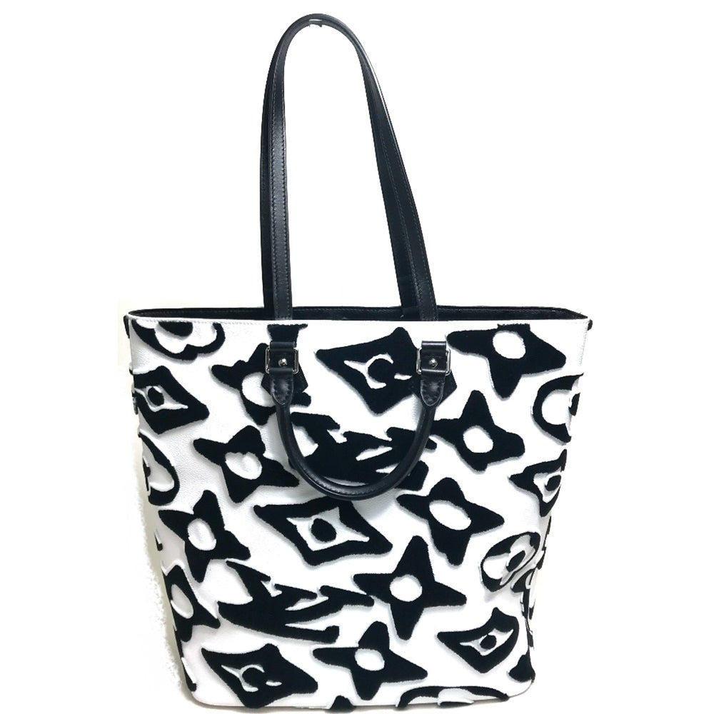 LOUIS VUITTON M45567 Tufted Monogram LVXUF Cabas Handbag/Tote Bag, Coated Canvas, Unisex, White/Black, Like New — Like New