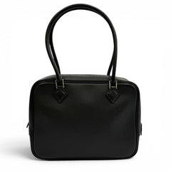 HERMES Plume Mini 20 Black Veau Epsom Leather Silver Hardware Logo Zip Handbag □M Stamp Made in France Women's — Like New