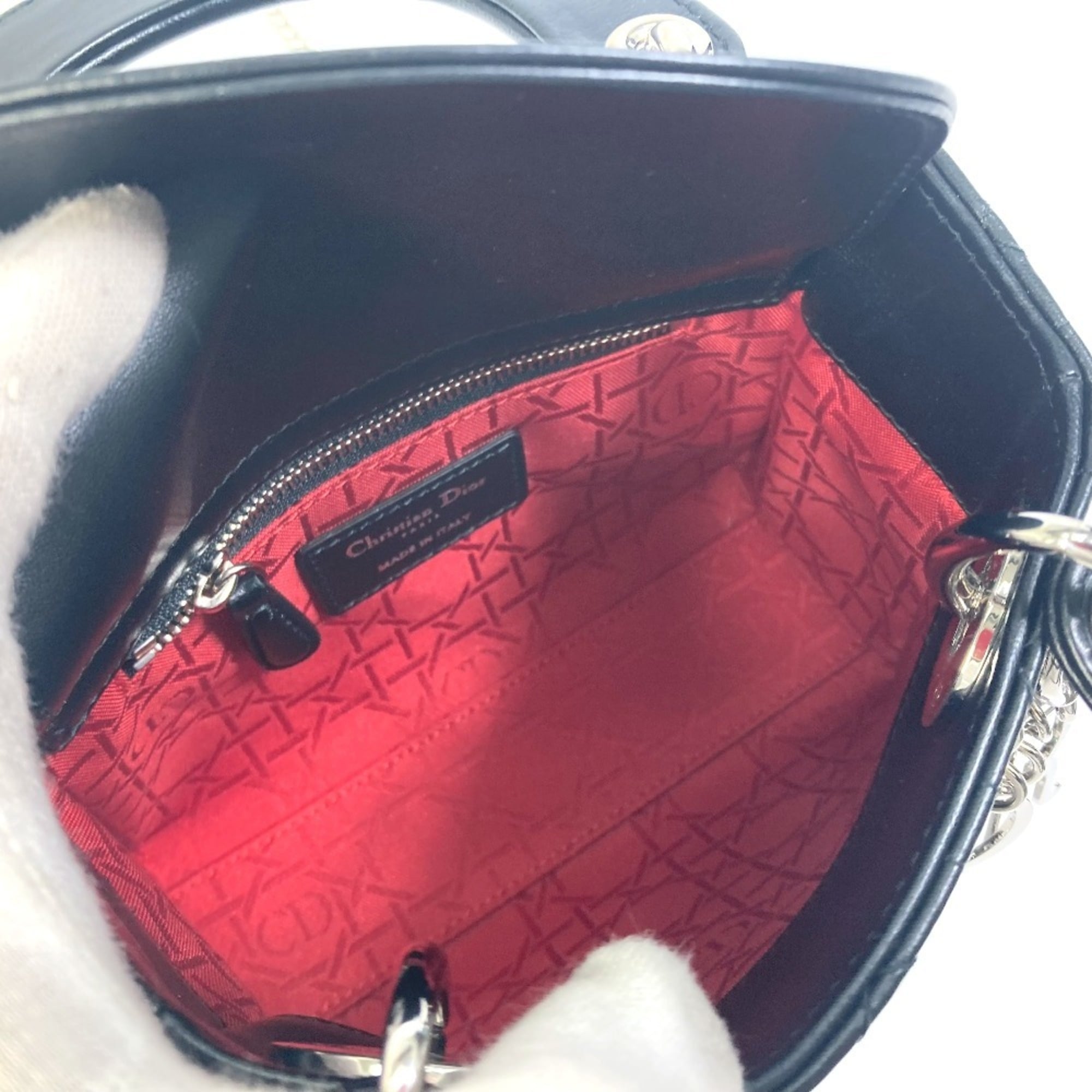 Christian Dior Dior Lady Cannage Shoulder Bag Leather Women's Black — New - Store Return