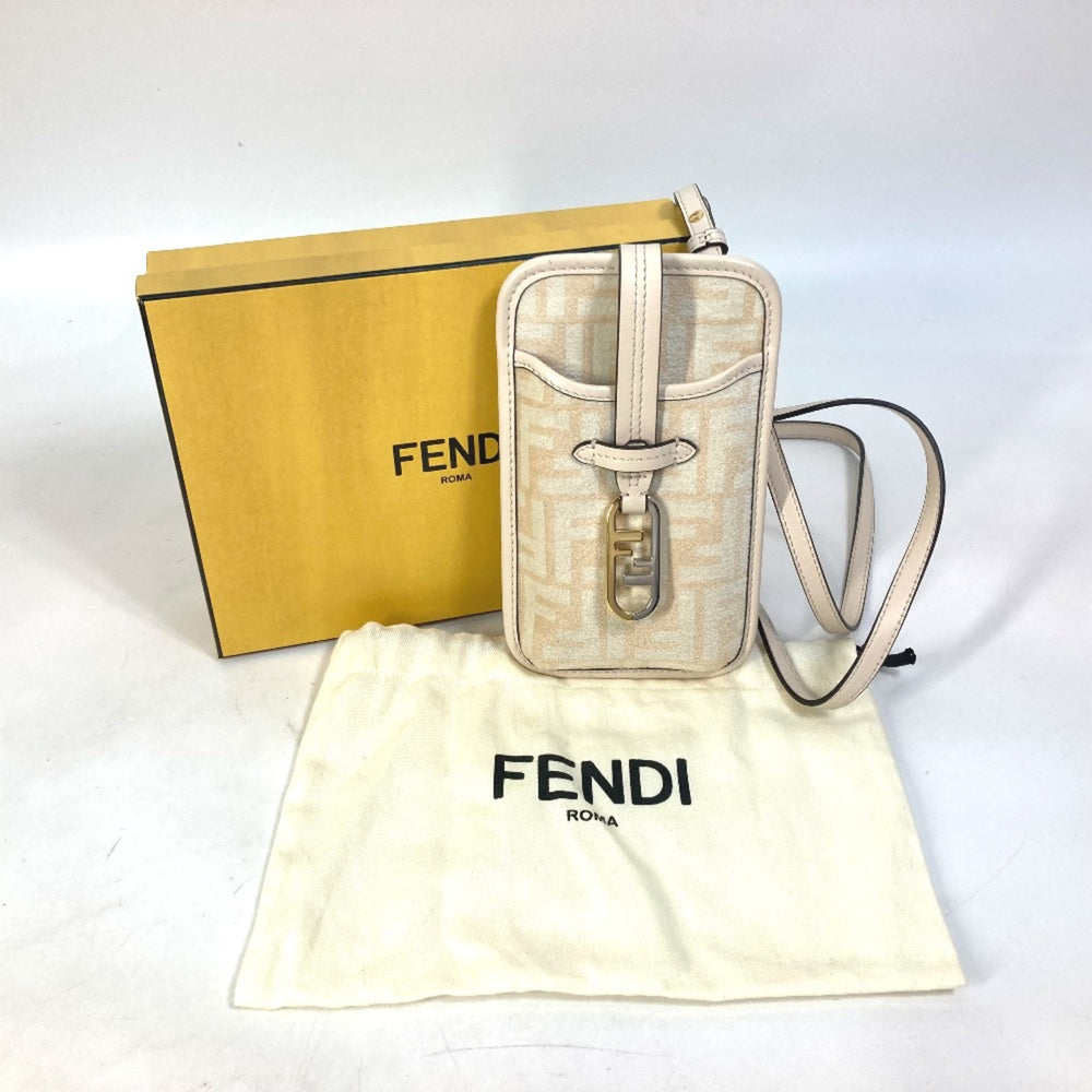 Fendi 7AS131 Smartphone case Orlock Shoulder Bag Crossbody Pouch Beige — Like New