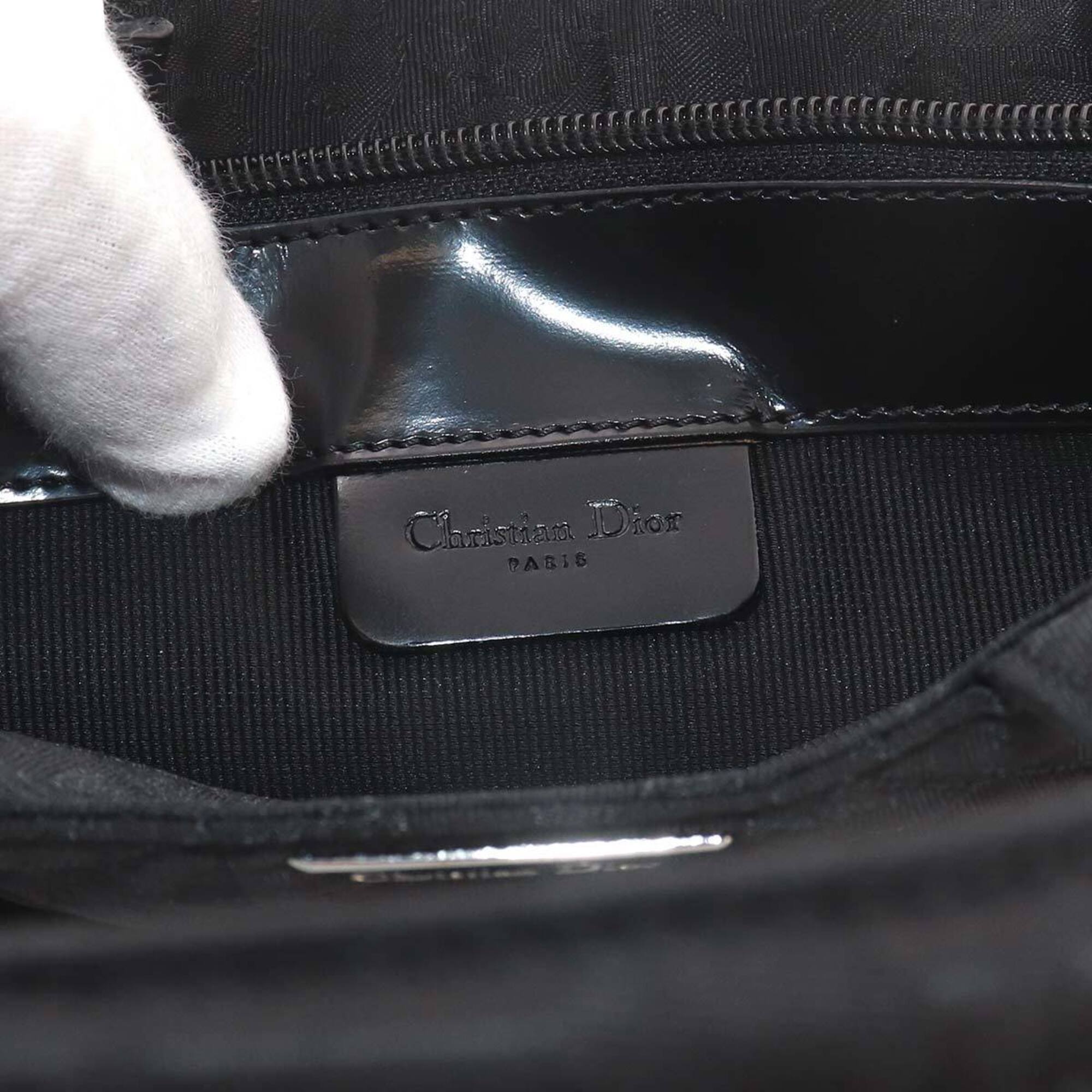 Christian Dior Trotter Mini Handbag, Nylon Leather, Black with Silver Hardware — Like New