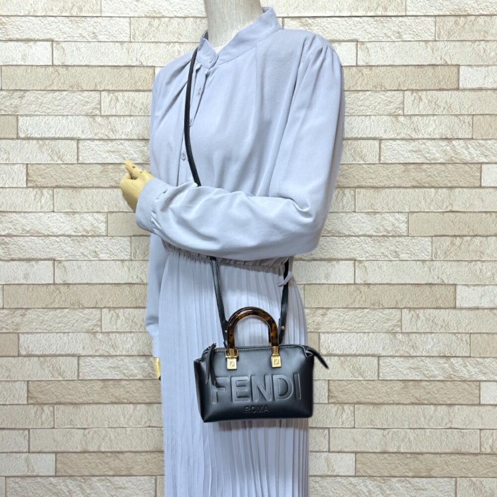 Fendi By The Way Shoulder Bag Leather 8BS067 Black Women's FENDI 2way