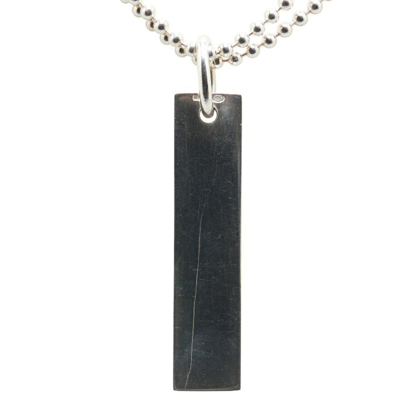 Gucci logo plate double ball chain necklace in SV925 silver for women.