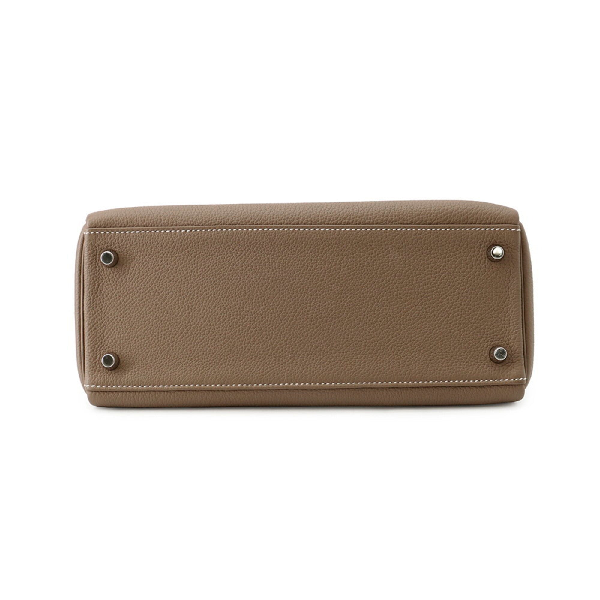 Hermes Kelly 28 Handbag, Inner Stitching, Etoupe Togo Leather, Z Stamp, 2-Way Shoulder Bag. Kelly, Women's Handbag. HERMES — Like New