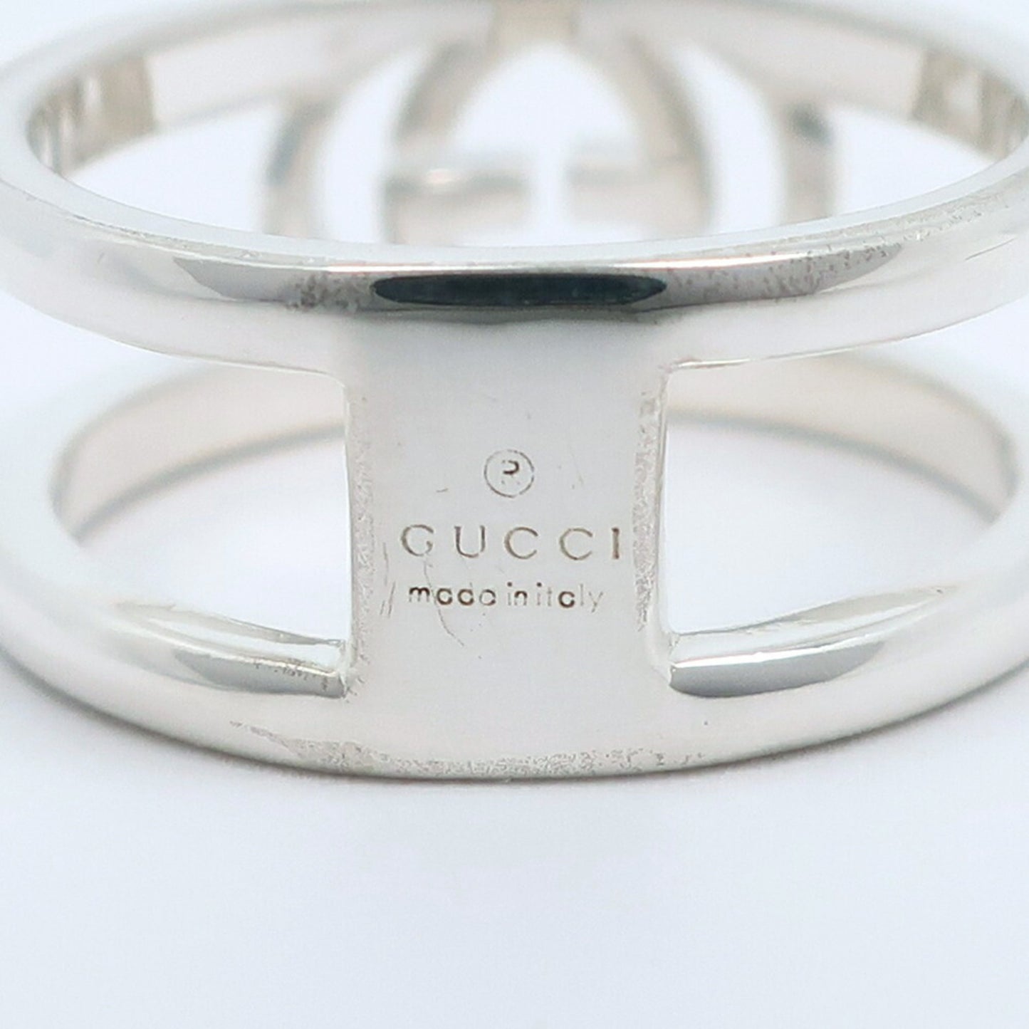 Gucci Interlocking G ring, size 14, sterling silver, approximately 5.2g, women's.
