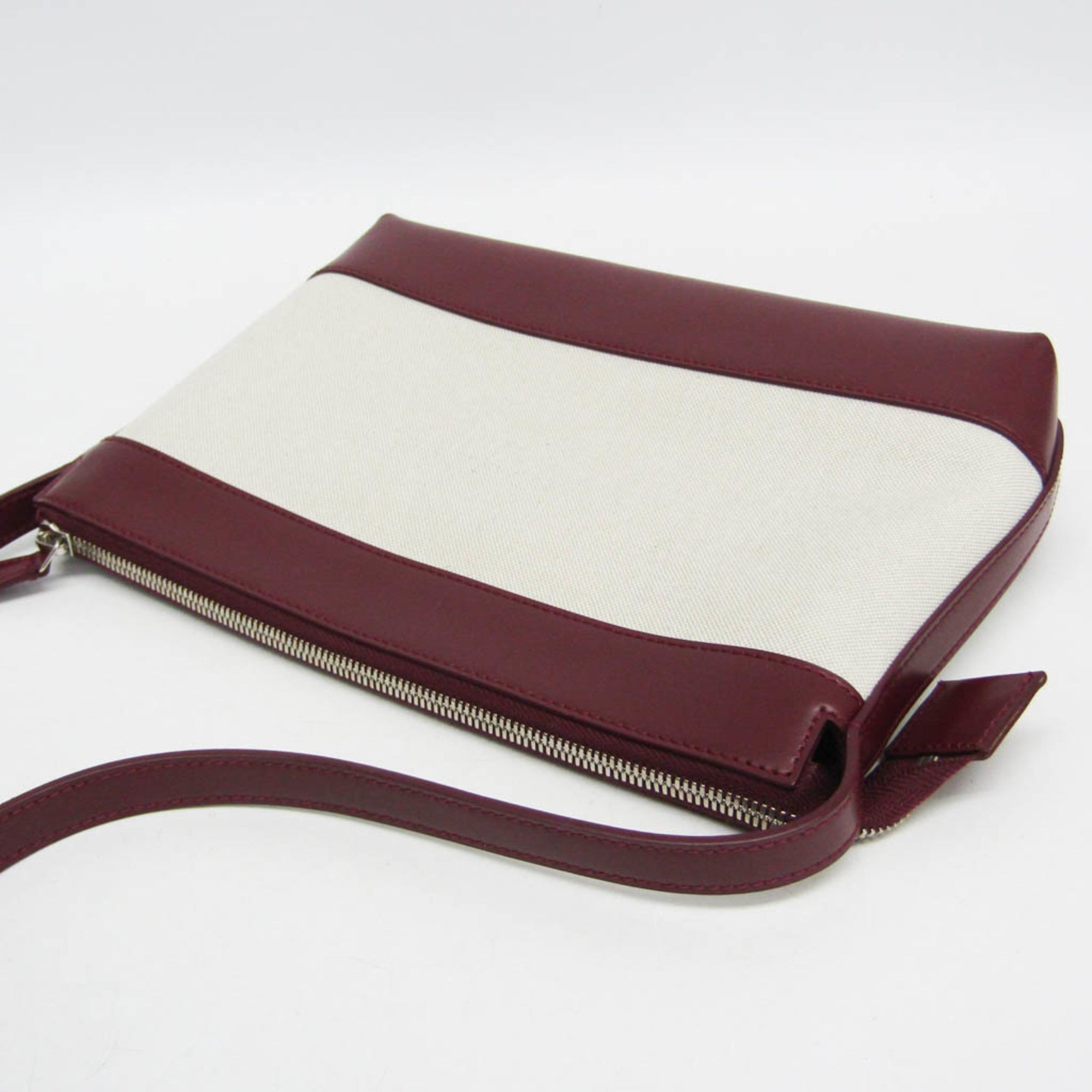 Balenciaga Navy Crossbody Bag 639497 Men,Women Canvas,Leather Shoulder Bag Off-white,Wine — Like New