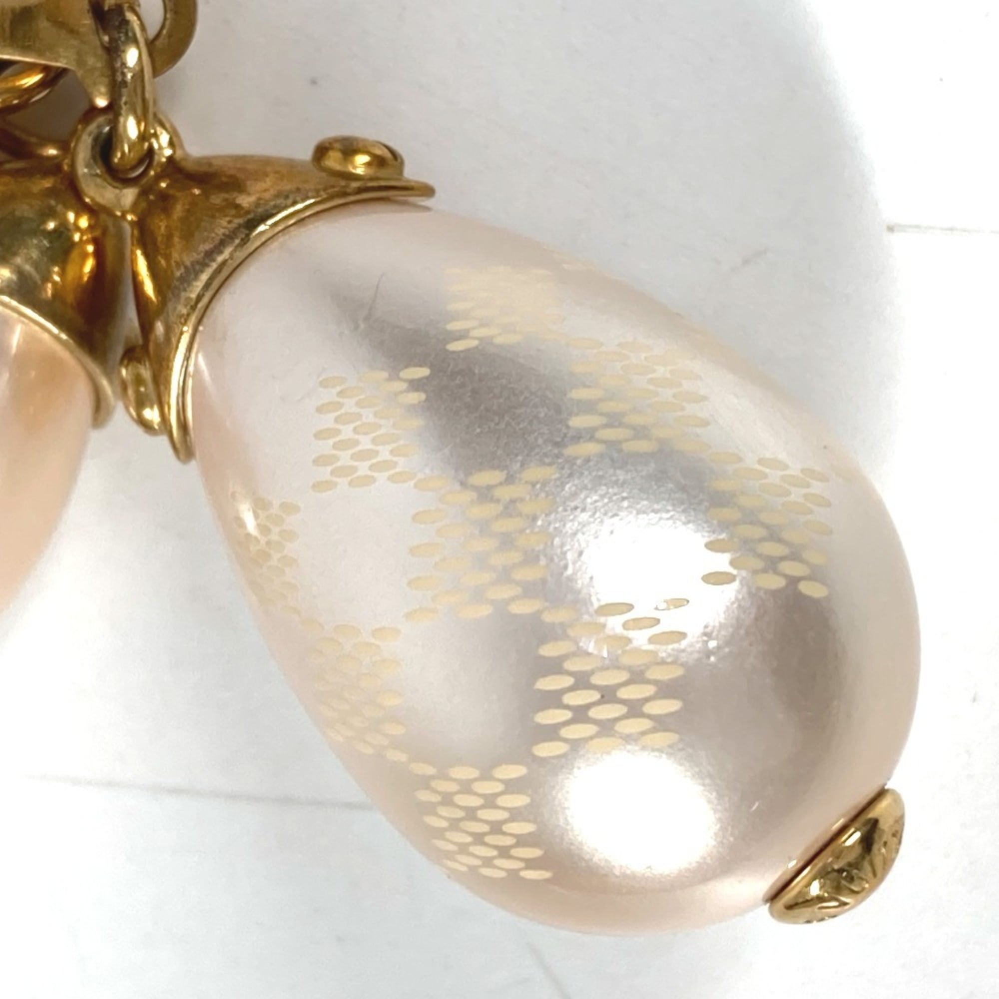 LOUIS VUITTON M66319 Damier Pearl Bracelet, Bangle Chain Metal with Faux Pearls, Gold, Women's