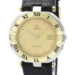 OMEGA Constellation Date 18K Gold Steel Mens Watch 196.0360 Polished — Very Good