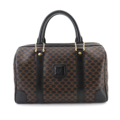 Celine Macadam Boston Handbag, Leather, Black/Brown, Gold Hardware — Like New
