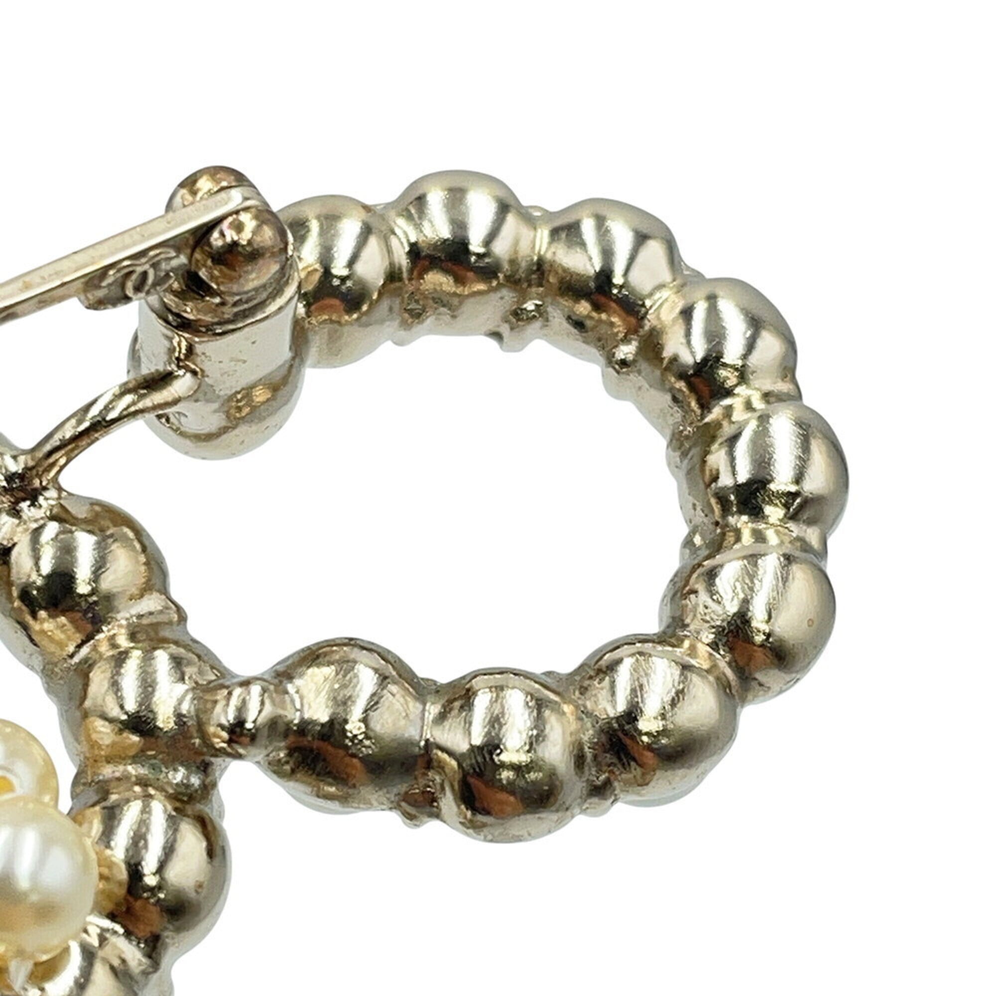Chanel Brooch, Coco Mark, Metal, Faux Pearl Rhinestones, C21C CHANEL Brooch BROACH — Like New