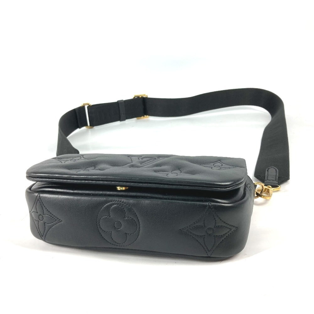 LOUIS VUITTON M81398 Monogram Bubblegram Wallet-on-Strap Long Wallet/Clutch Bag/2-Way Bag/Shoulder Bag Leather Women's Black — Like New