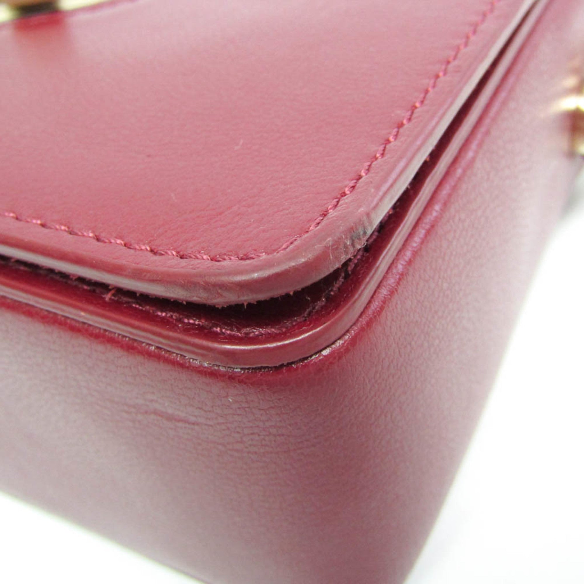 Furla Chain Women's Leather Shoulder Bag Bordeaux