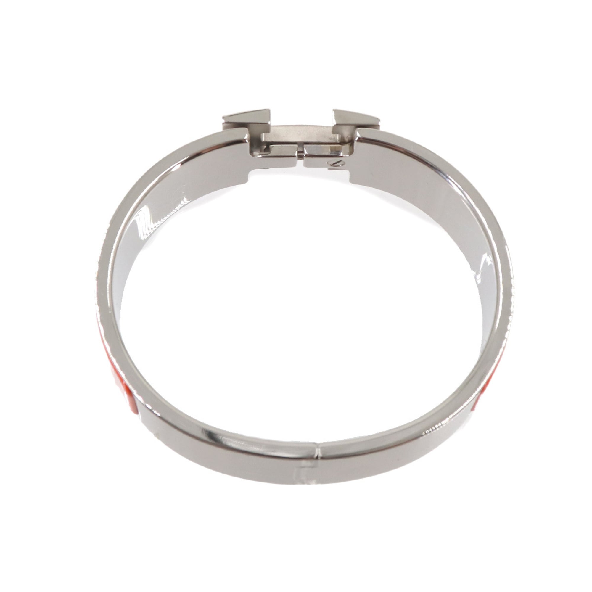 Hermes Clic Clac H Bangle, Orange, Silver Hardware — New - Store Return