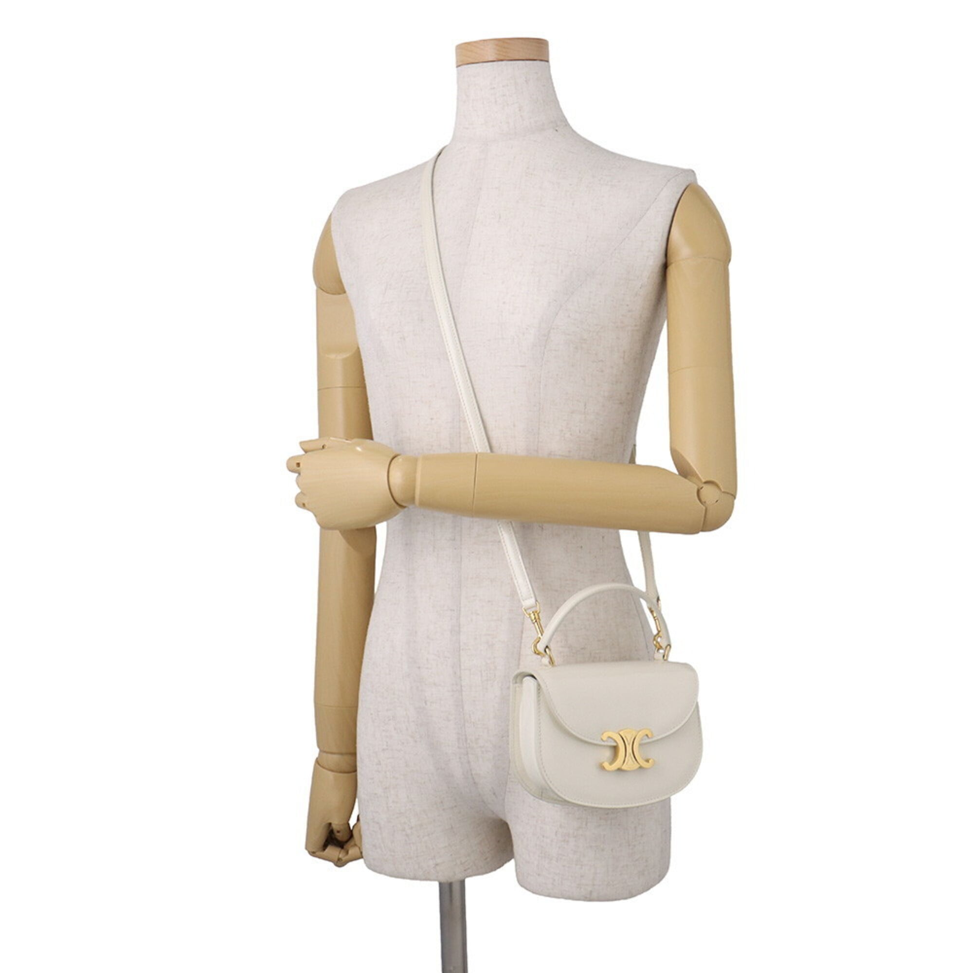 Celine Mini Buzas Patent Leather Handbag 10L063ETZ CELINE 2-way Shoulder Bag White Fendi Women's FENDI — Like New
