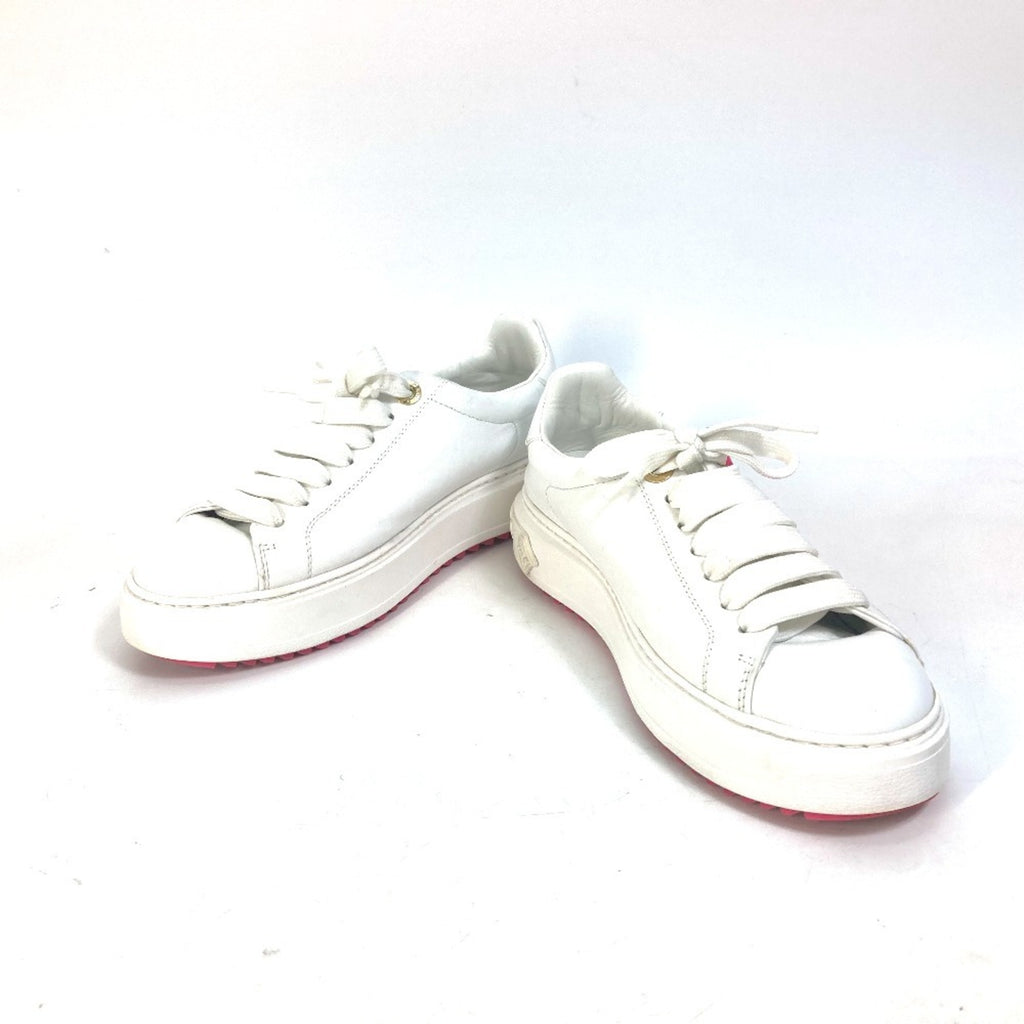 LOUIS VUITTON Time Out Line Lace-Up Logo Sneakers Leather Women's White