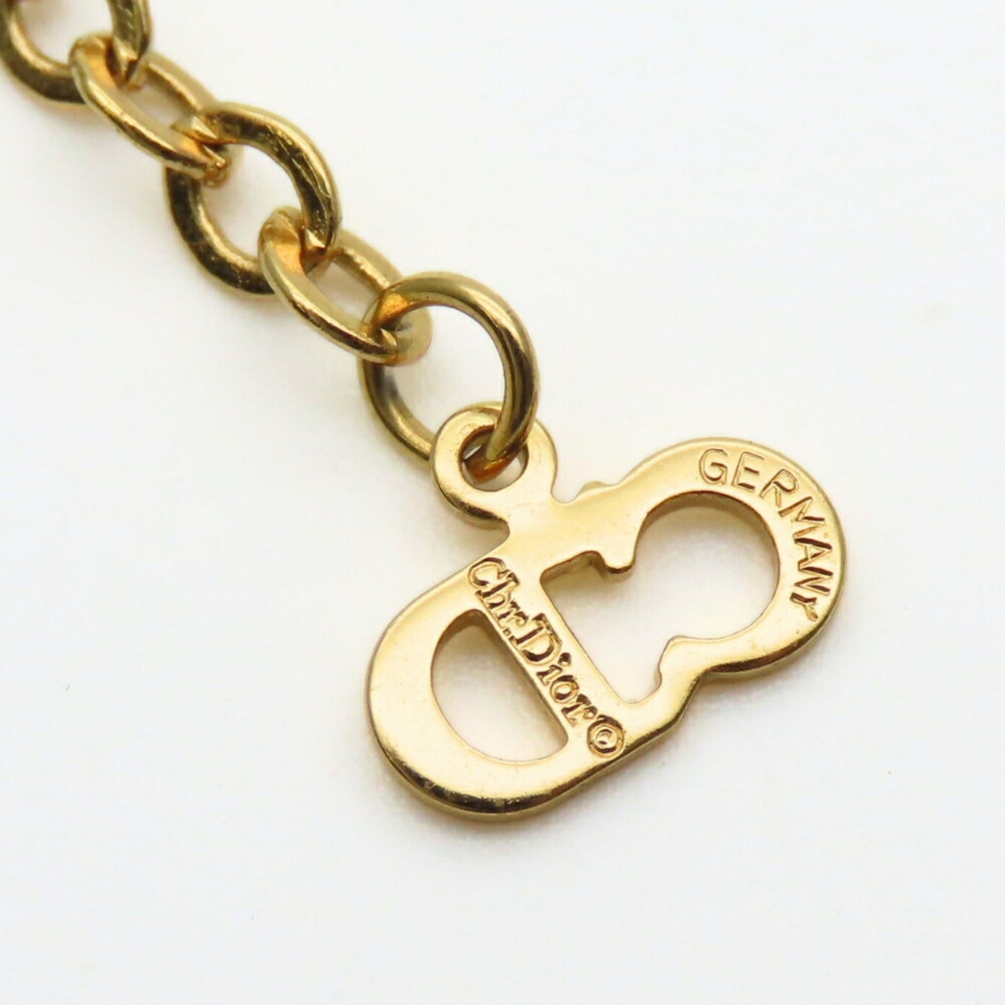 Christian Dior Necklace Emblem Metal Gold GP Plated Women's