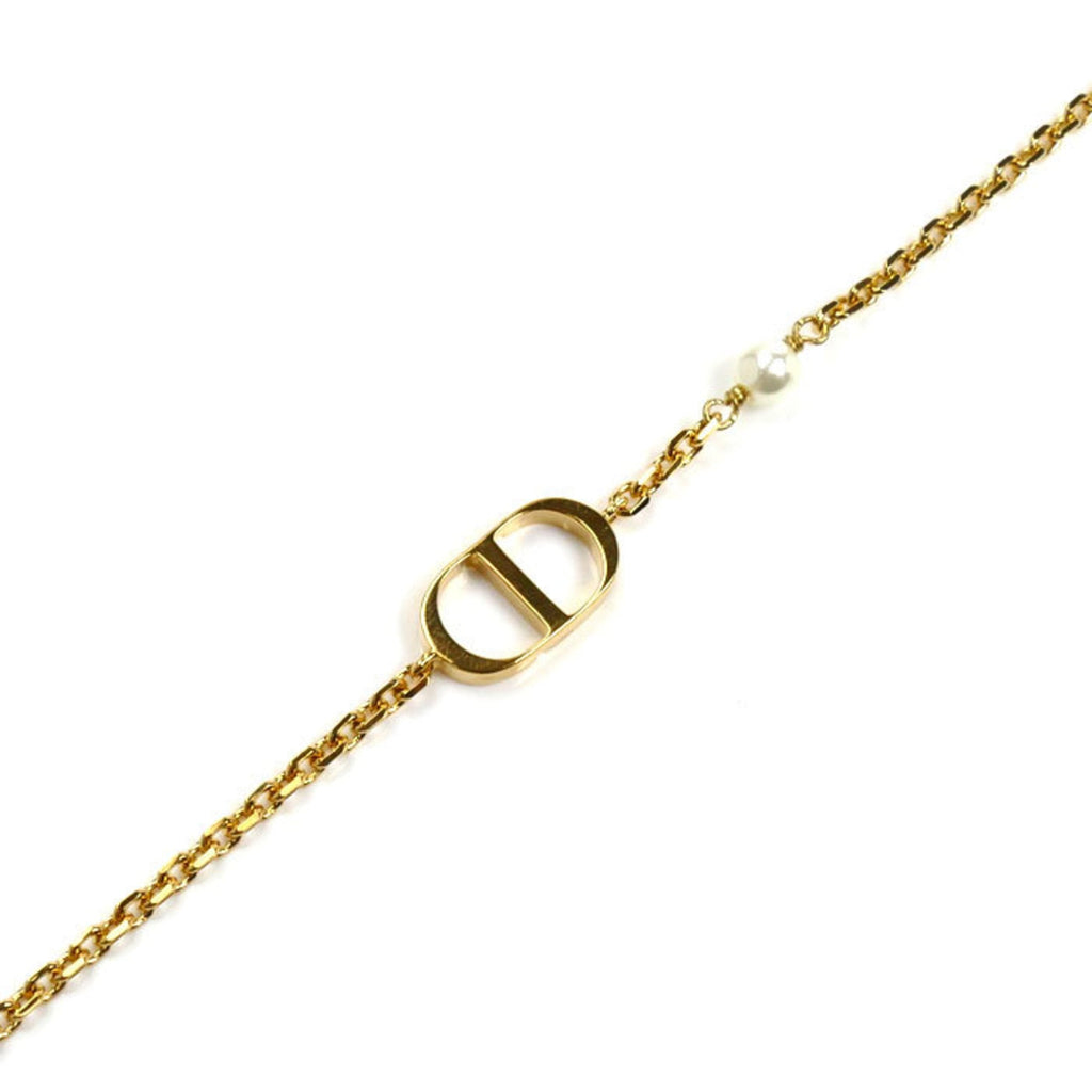 Christian Dior Petit CD Bracelet (Metal/Resin Pearl) B1310PTCRS_D301, Size 16.5-19cm, Women's, Pre-owned, Excellent Condition