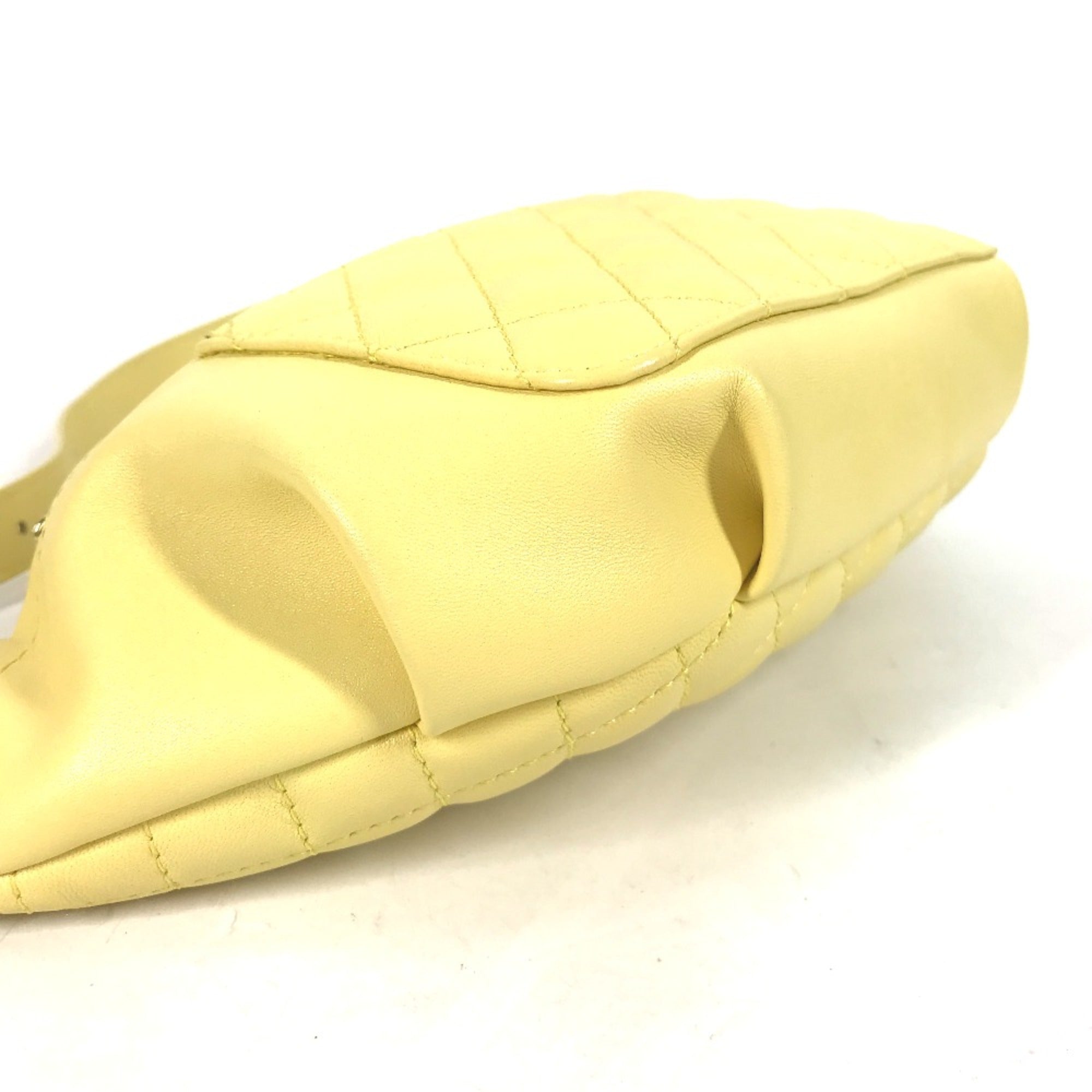 Chanel A57832 Chain Belt Bag Waist Pouch Bag Cross Quilted Matelasse body bag yellow GoldHardware — Like New