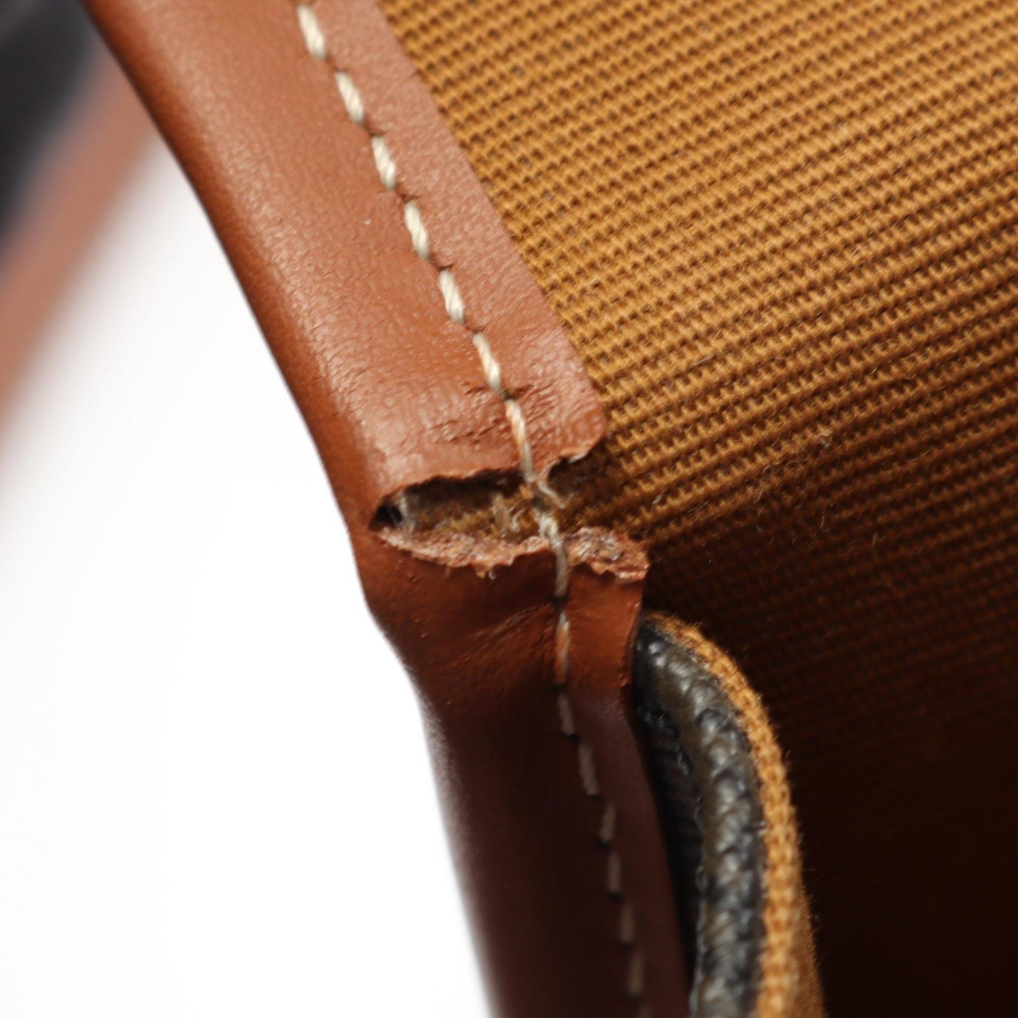 Celine Folco Medium Triomphe Shoulder Bag, Coated Canvas and Leather, Women's, Black Brown