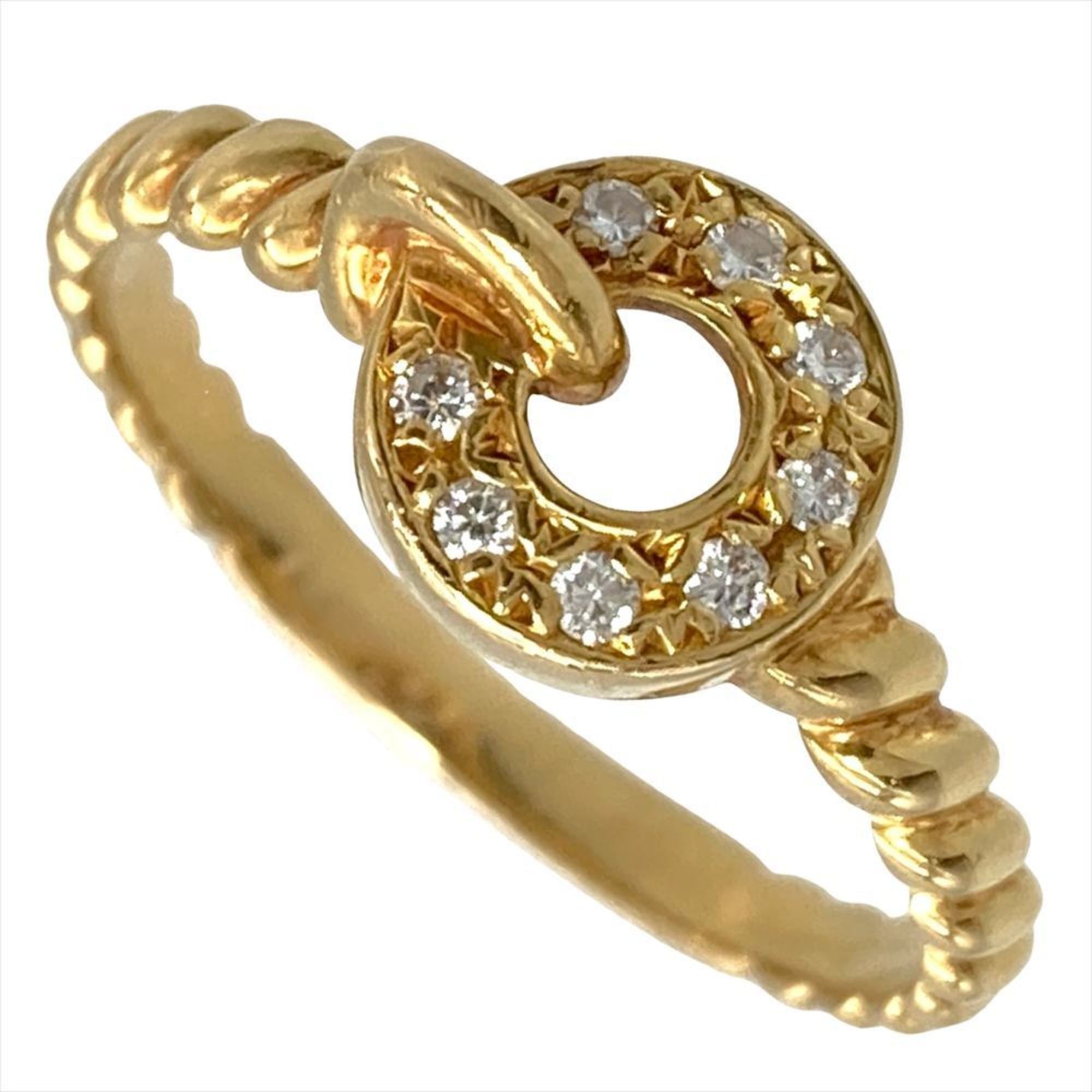 Christian Dior Circle Twist Ring with Diamonds, Approximately 2.2g, 18KYG Yellow Gold