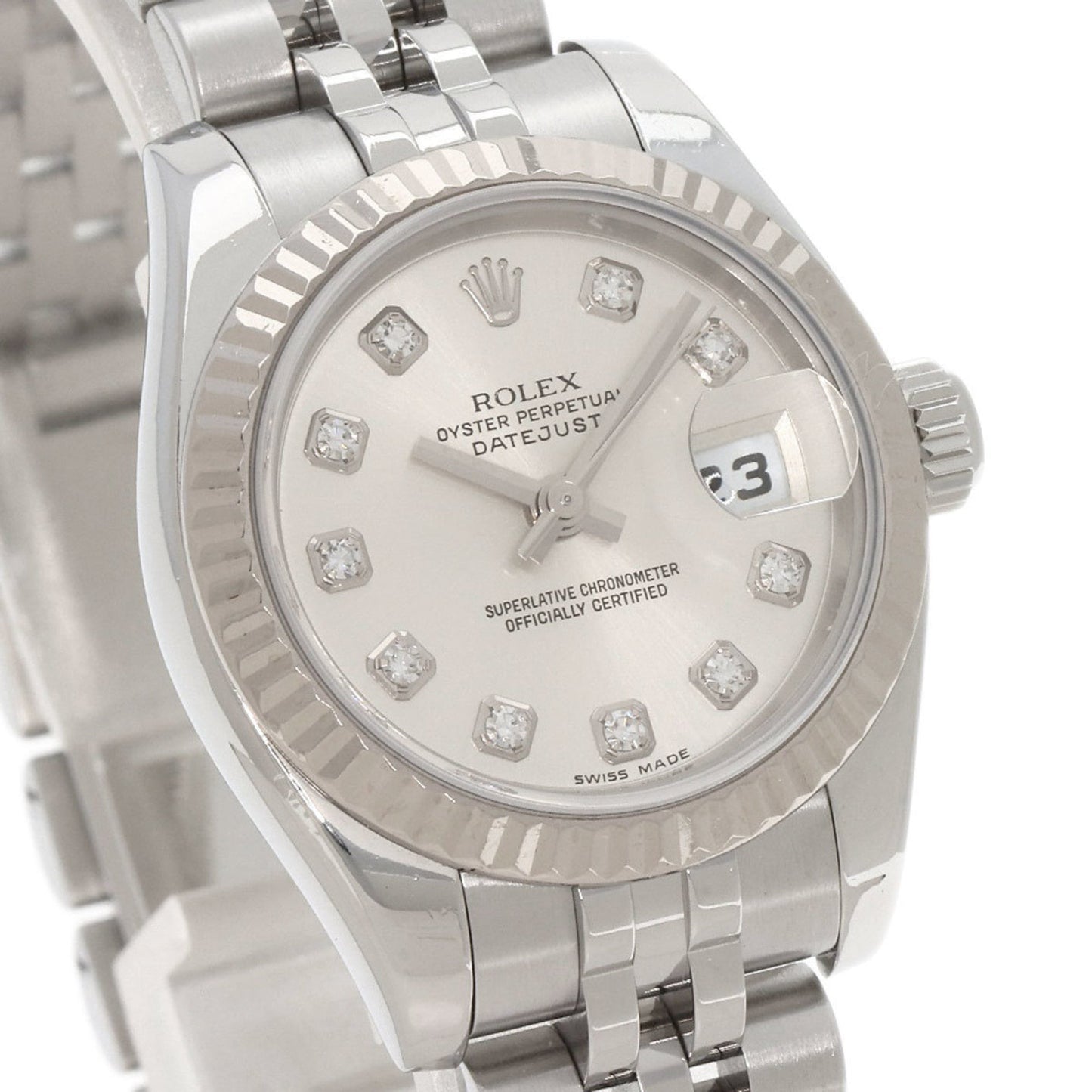 Rolex 179174G Datejust 10P Diamond Watch Stainless Steel SS Ladies ROLEX