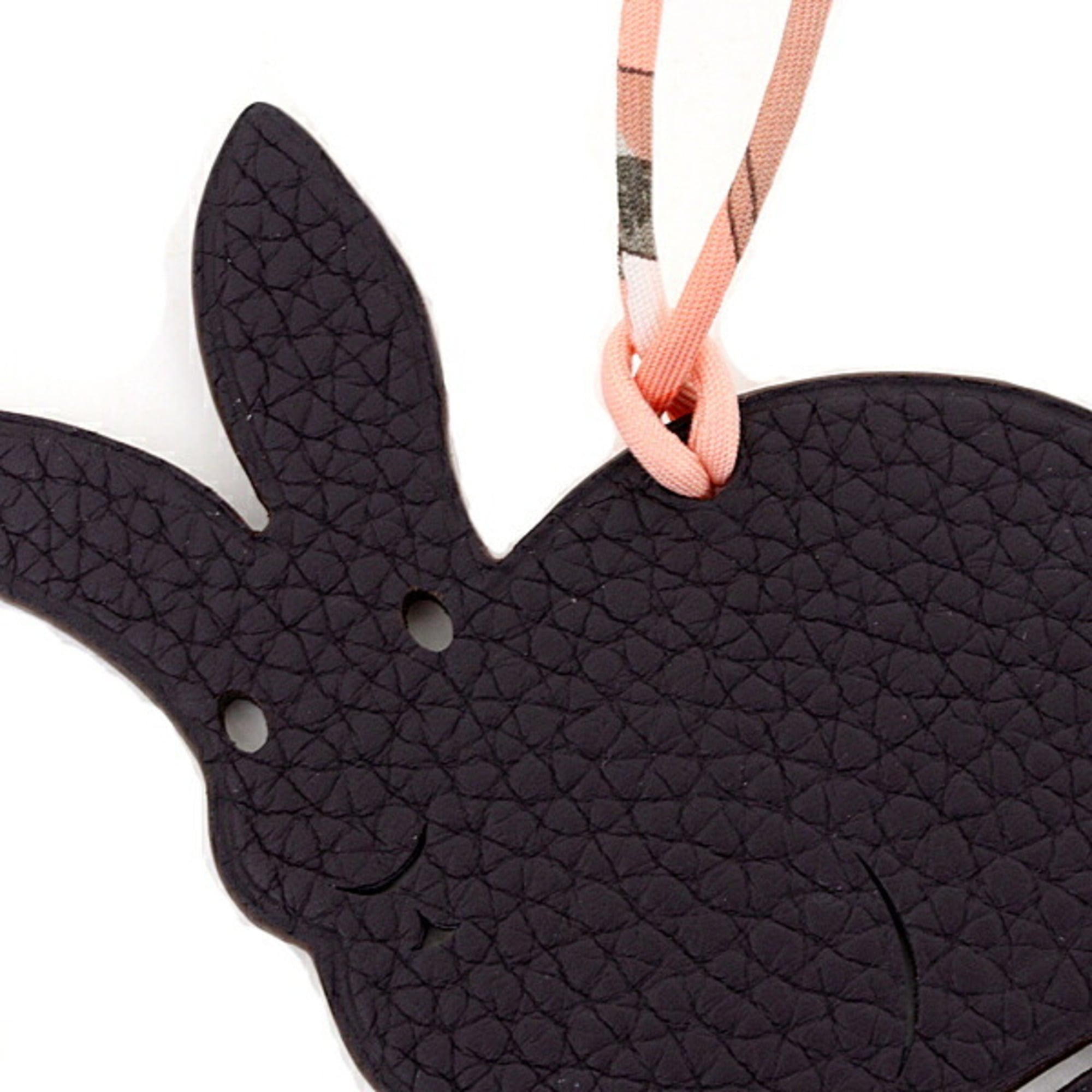 Hermes Petit H charm, rabbit design, Togo leather, Chevre Mysore, purple and black — Like New