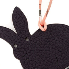Hermes Petit H charm, rabbit design, Togo leather, Chevre Mysore, purple and black — Like New