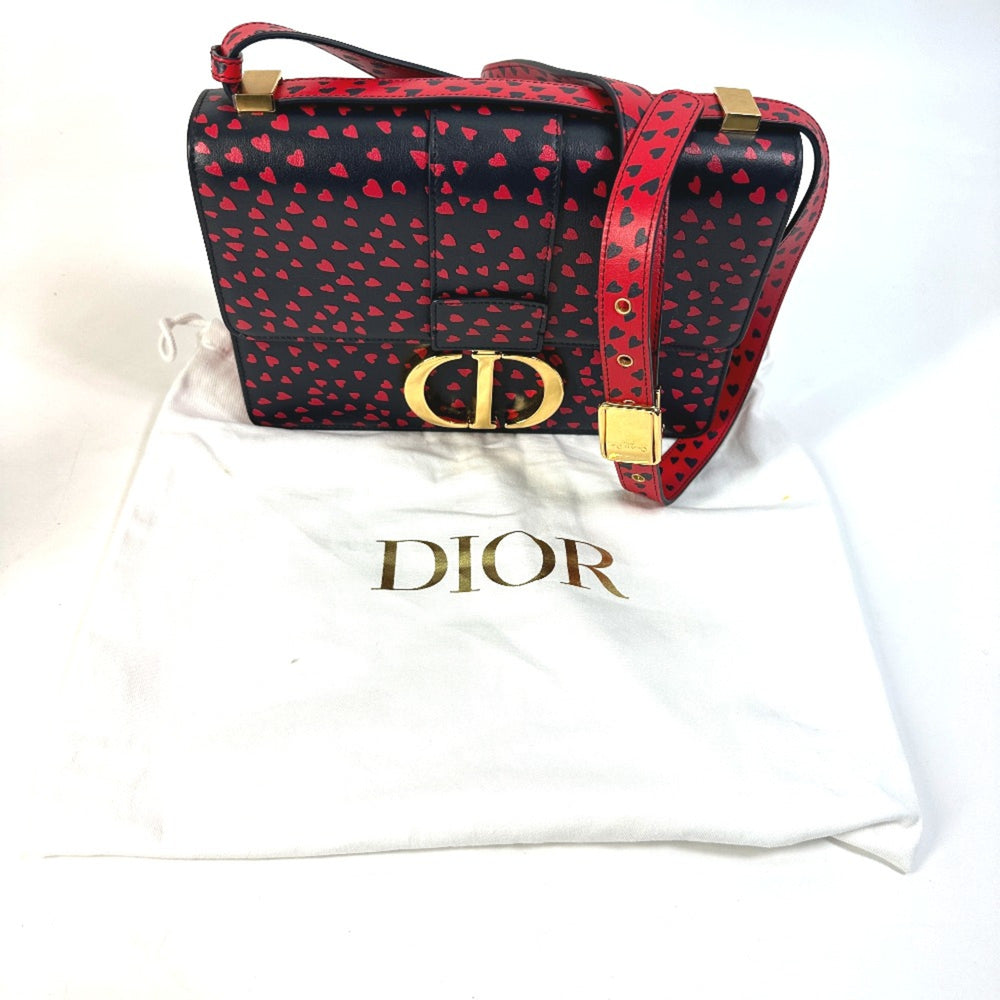 Christian CHRISTIAN DIOR heart Logo Crossbody Shoulder Bag Black Red — Like New