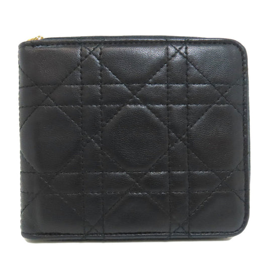 Christian Dior Cannage Bi-fold Wallet Lambskin Women's CHRISTIAN DIOR