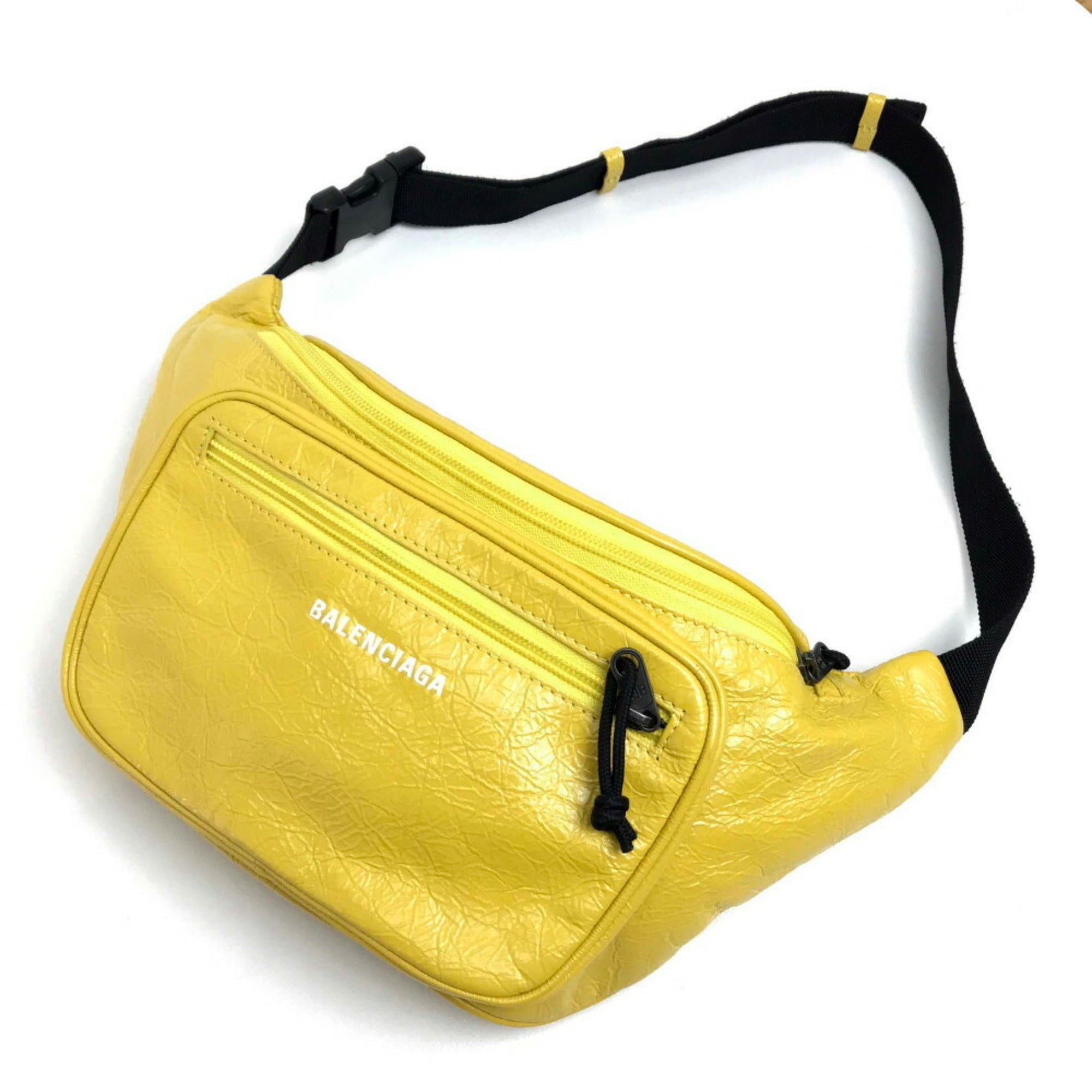 BALENCIAGA 529550 EXPLORER BELT PACK Body Bag Leather Men's Women's Yellow E-190904-55 — New - Store Return
