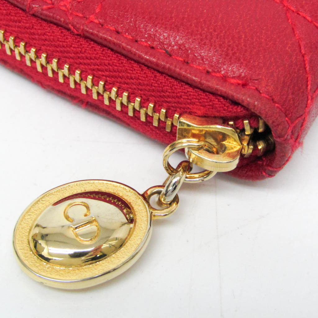Christian Dior Cannage/Lady Dior Women's Leather Coin Purse/coin Case Red Color