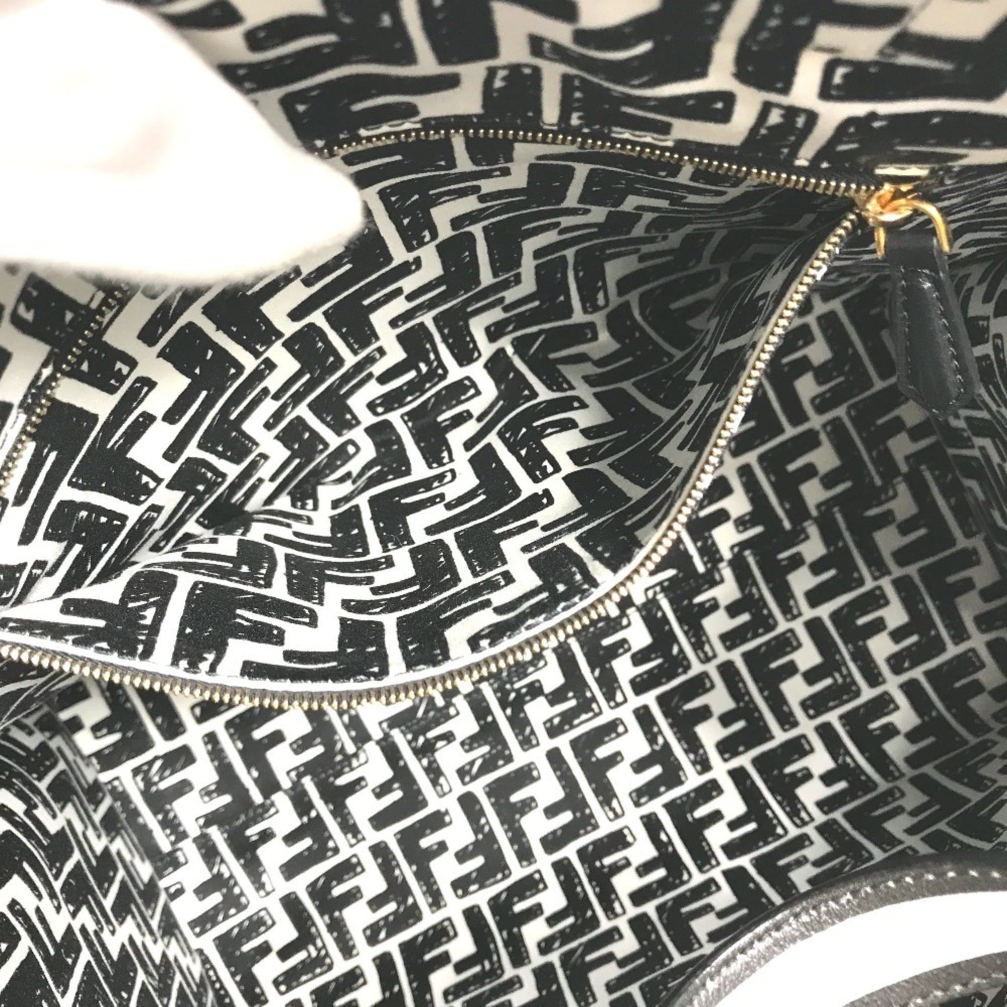 FENDI 8BH357 Joshua Vides collaboration shopper bag, shoulder tote coated canvas, men's, white — Like New
