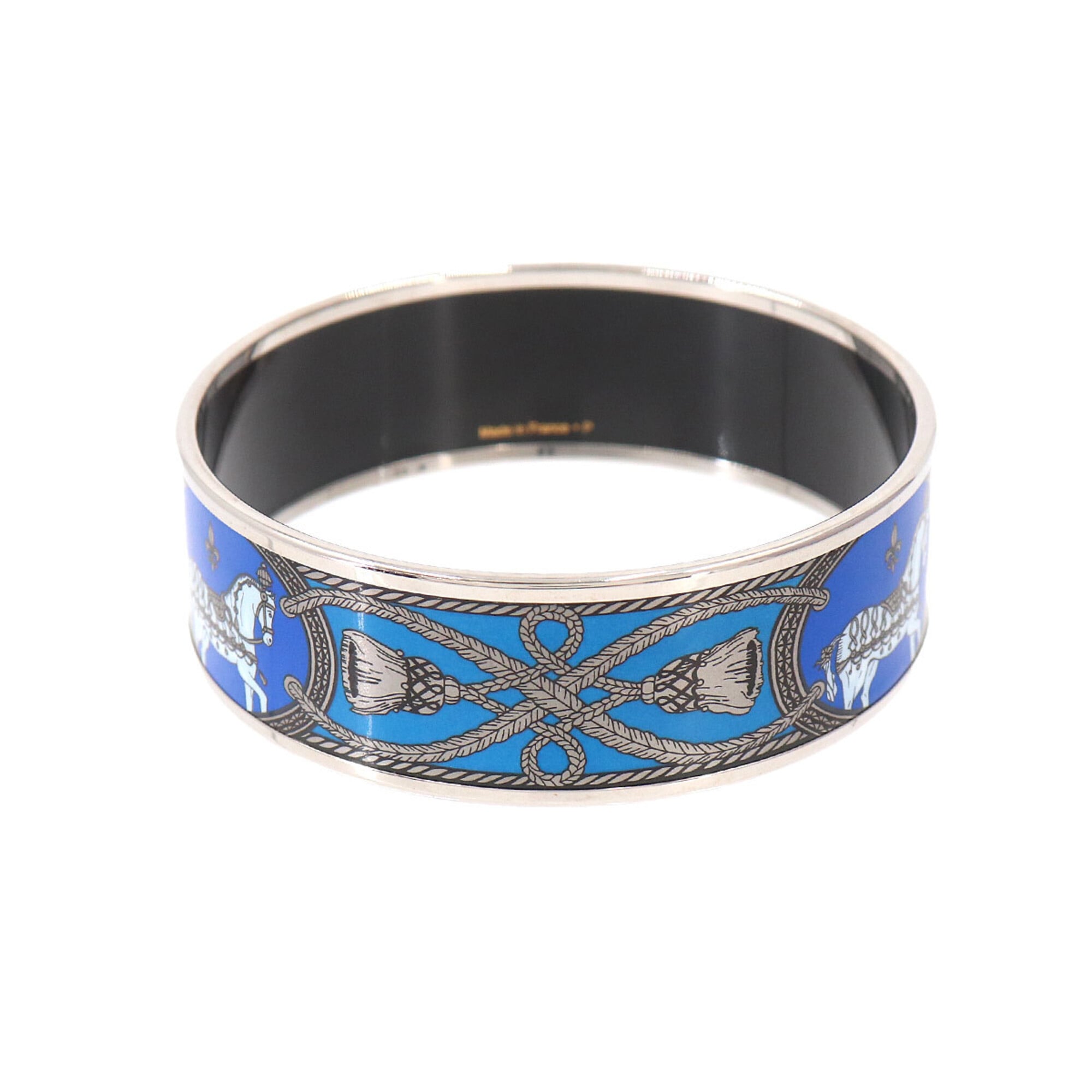 Hermes HERMES Email GM Bangle Bracelet Blue Silver Horse — New - Store Return