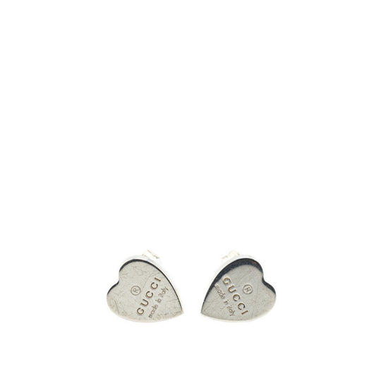 Gucci heart motif stud earrings in SV925 silver for women.