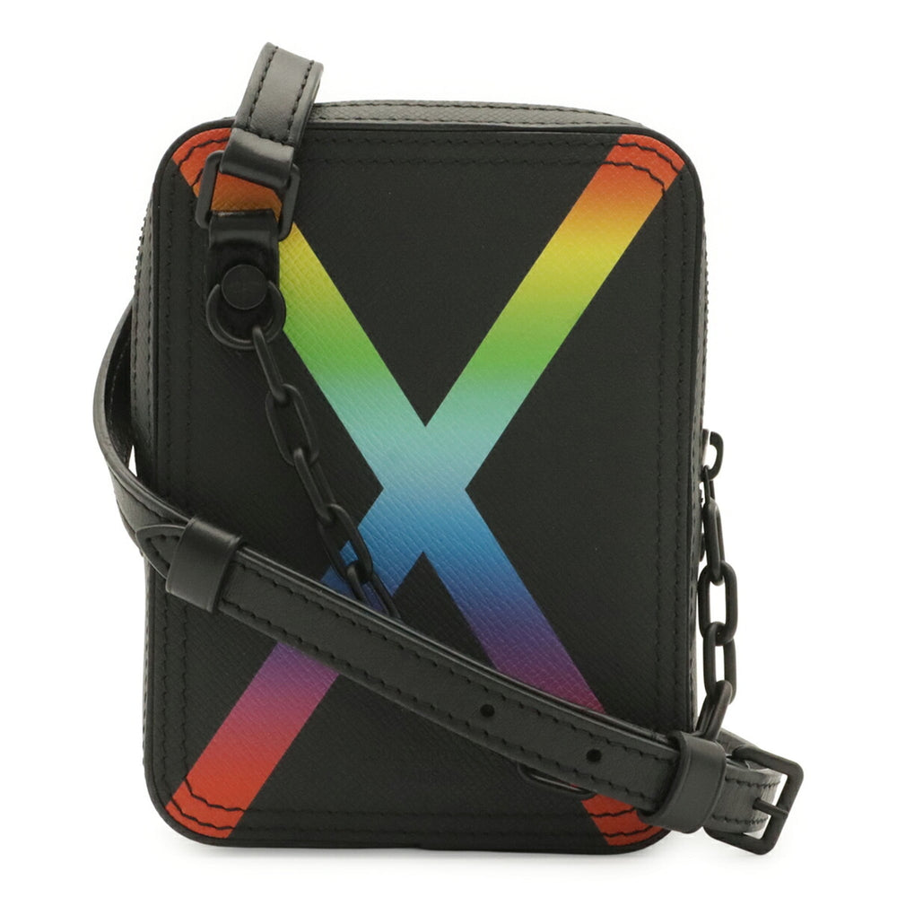 LOUIS VUITTON Taiga Rainbow Danube Shoulder Bag Pochette Leather Noir M30332 — Like New