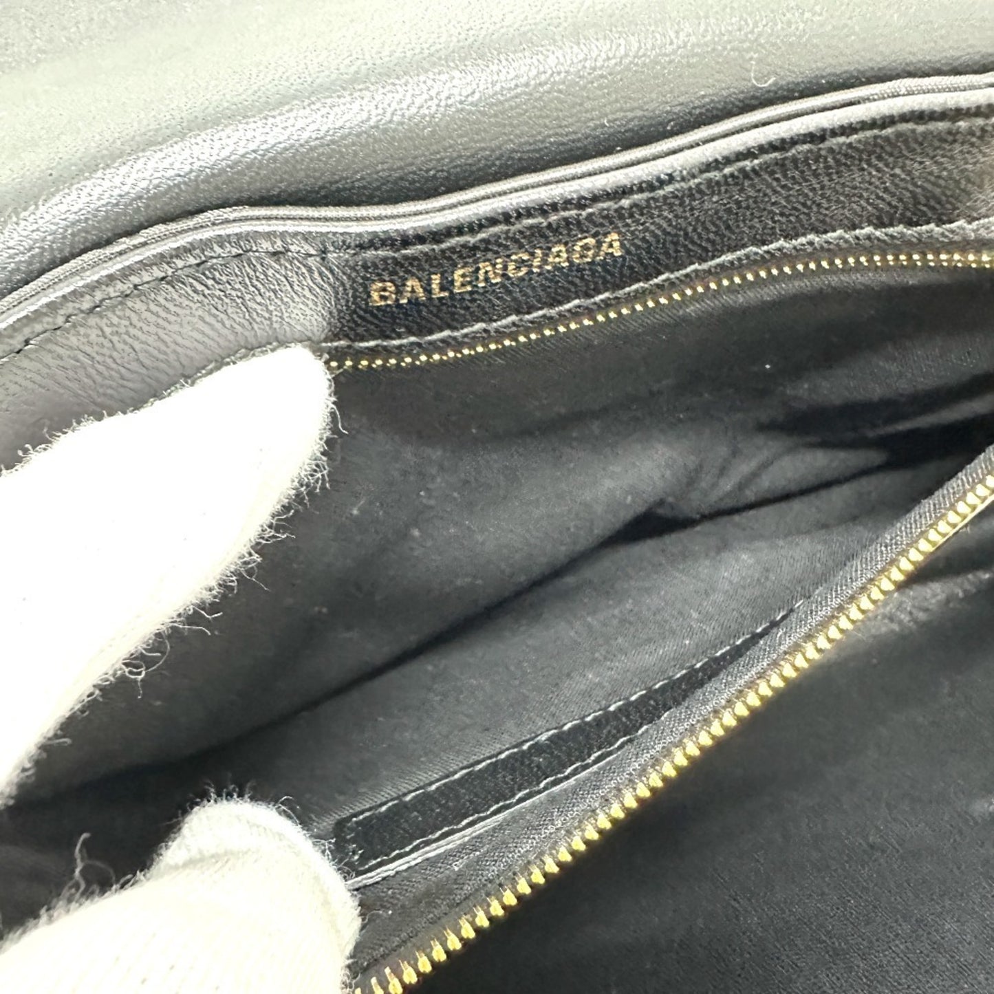 BALENCIAGA 580161 Logo SHIFT BAG M 2-Way Shoulder Bag in Nylon/Leather, Black