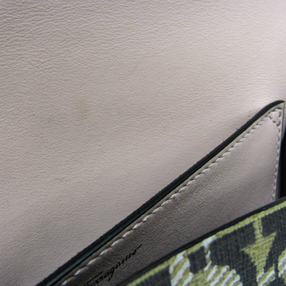 Salvatore Ferragamo Gancini AU-21 H986 Women's Leather,PVC Shoulder Bag Beige — Like New