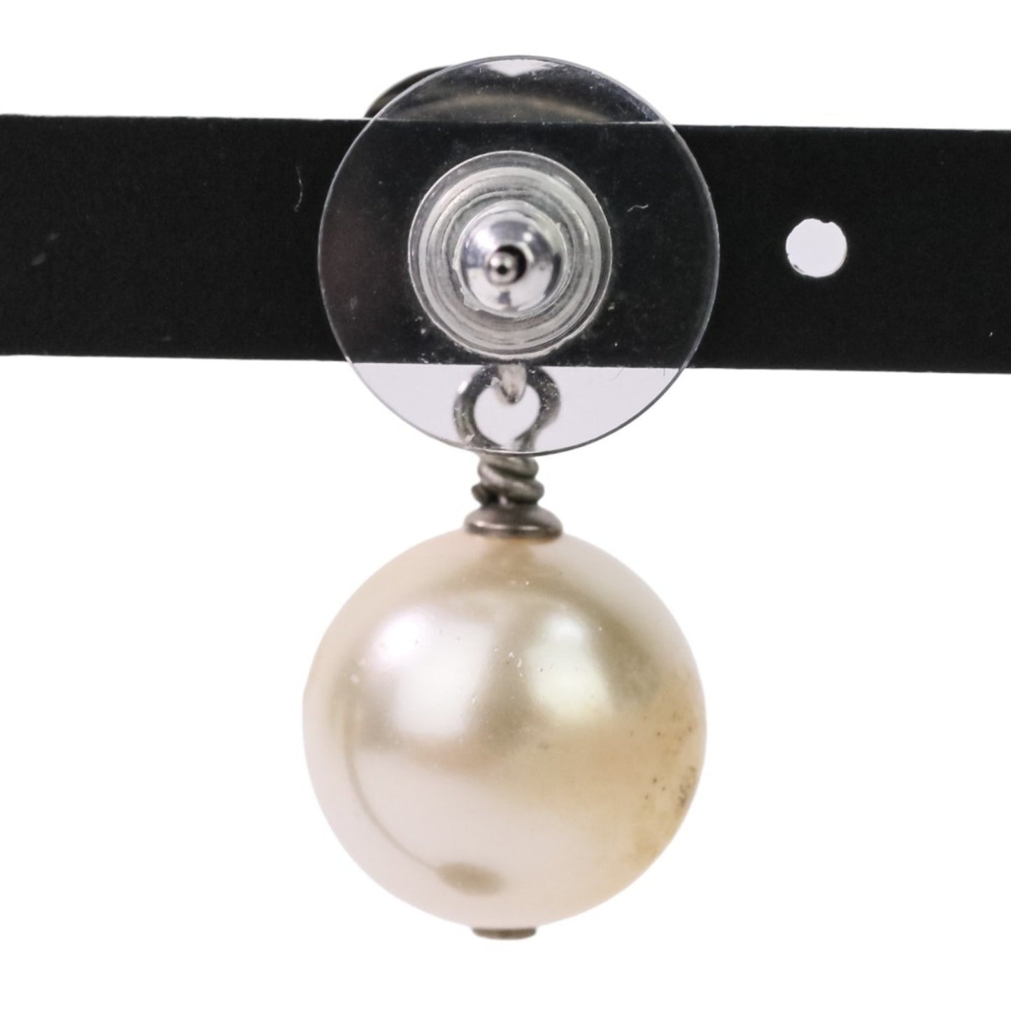 Chanel Faux Pearl & Rhinestone Coco Mark Stud Earrings in White and Silver