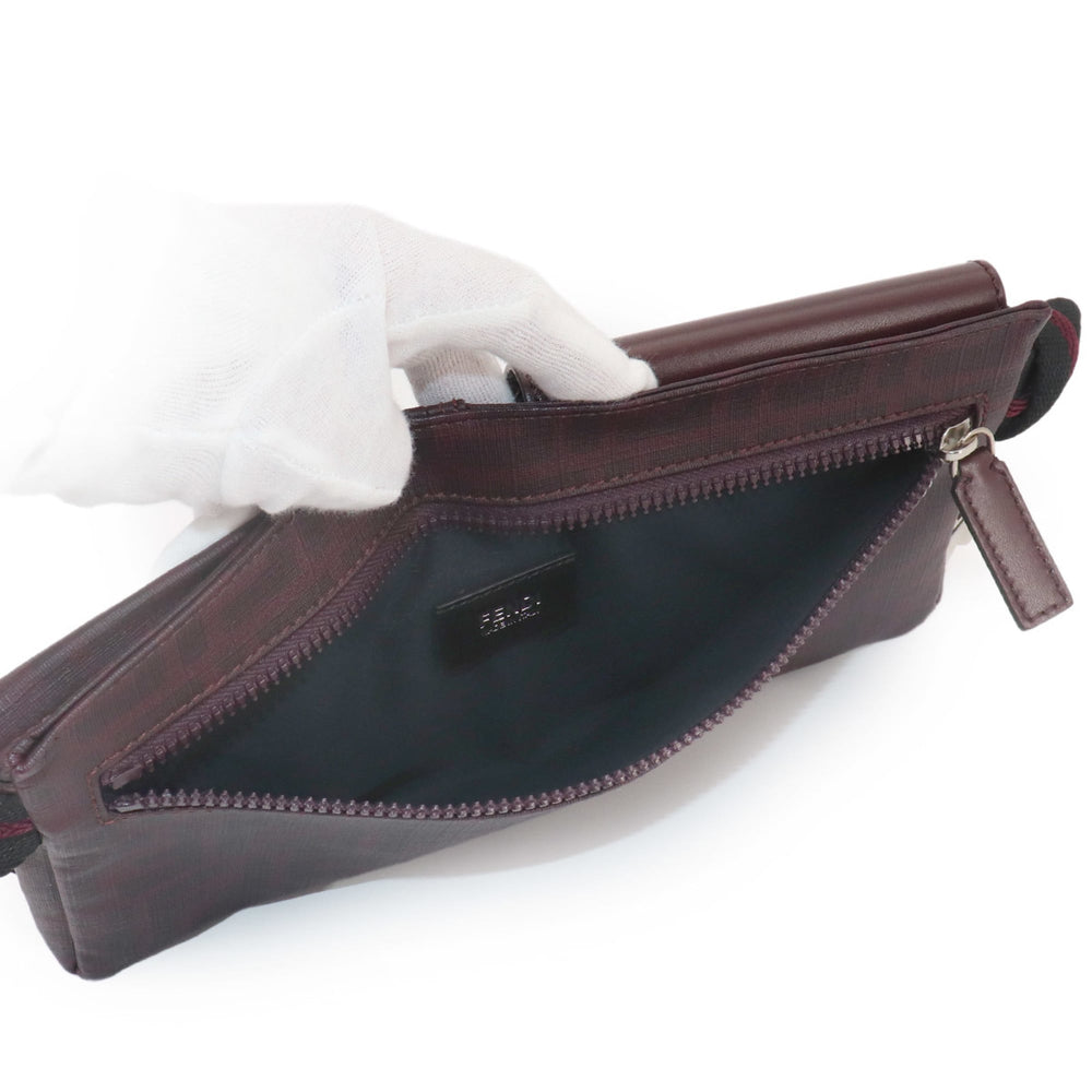 Fendi Zucca Bag, Waist Body Handbag, Leather, Bordeaux, 7VA280, Silver Hardware, Belt Bag — Like New