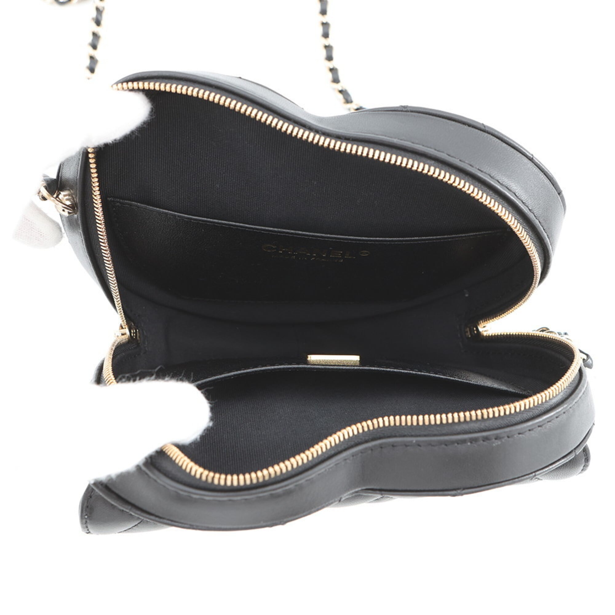 Chanel Chain Shoulder Bag Matelassé Coco Mark Heart Lambskin AS5764 CHANEL Black Handbag Women's — Like New