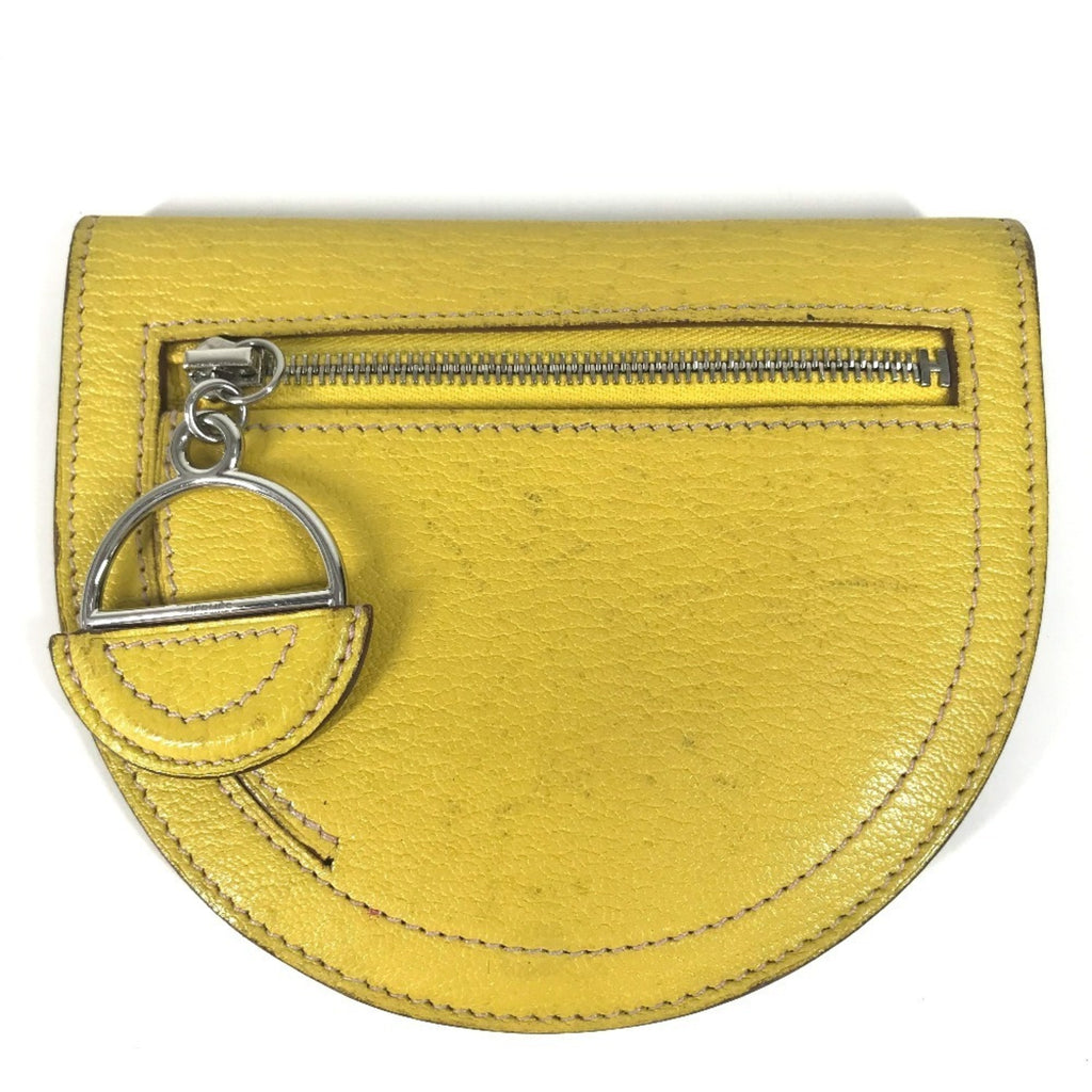HERMES In the Loop Compact Wallet, Bifold Coin Case, Leather, Unisex, Yellow