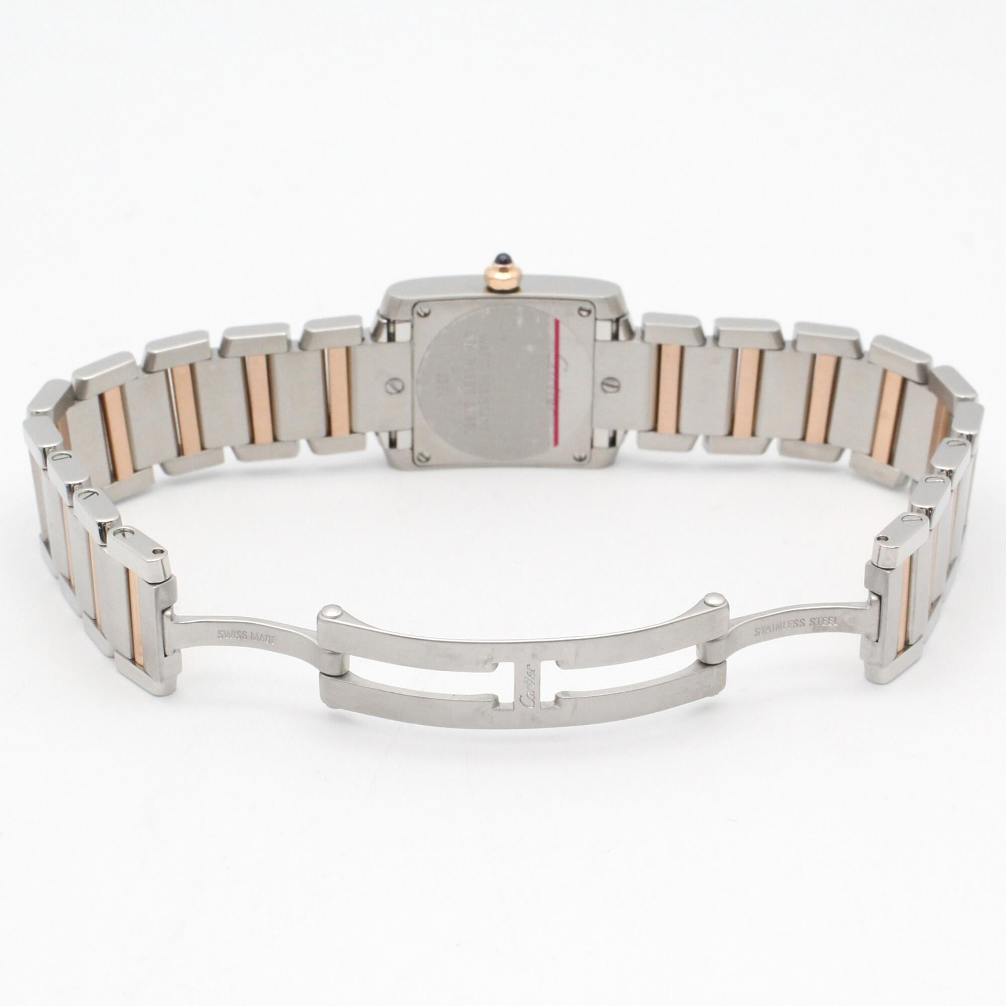 Cartier Tank Française SM Watch, 18K Pink Gold (PG), Stainless Steel, Ladies', Tone, Shell, W51027Q4 — Very Good