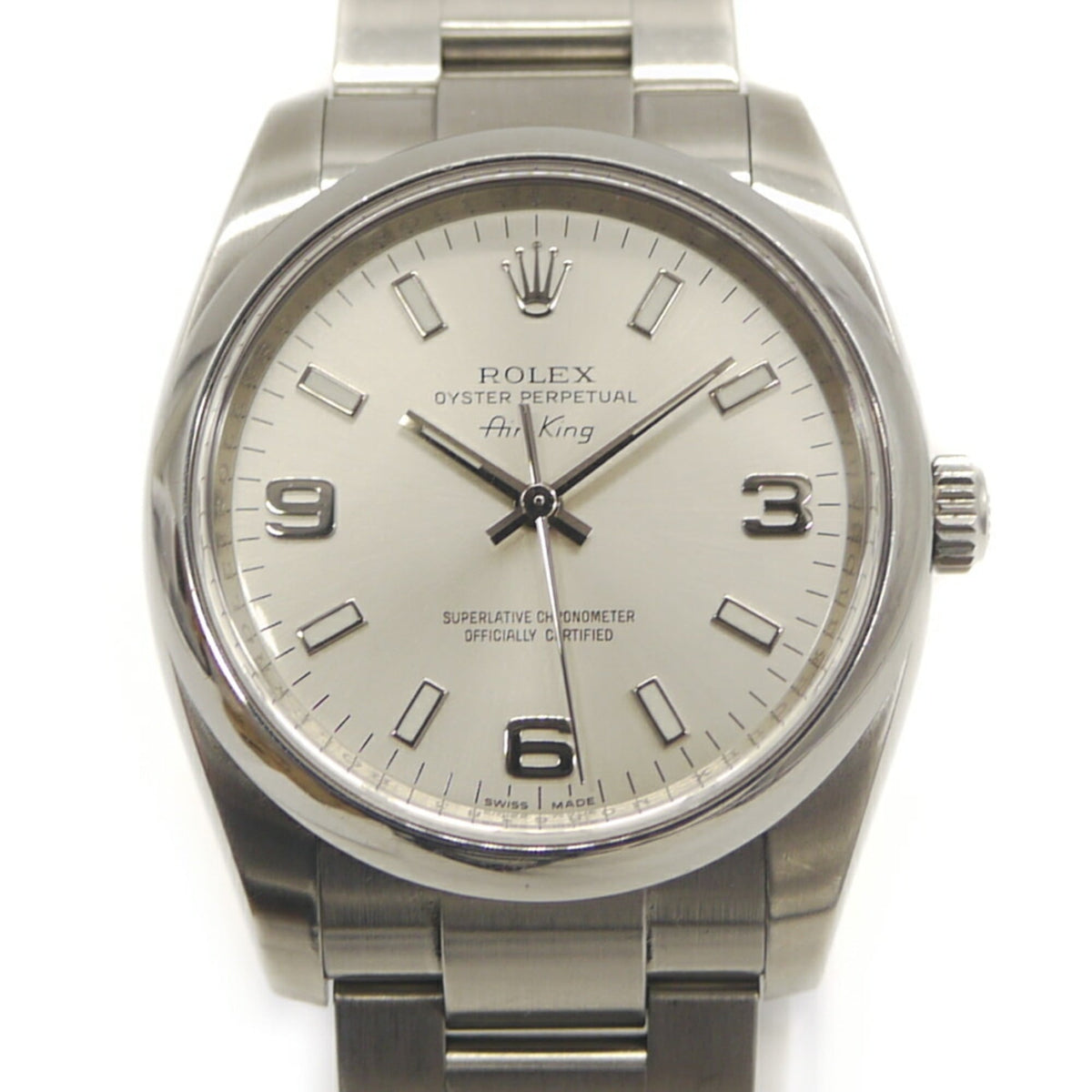 ROLEX Air-King 114200 M-serial Stainless Steel Automatic Silver Dial Watch — Good