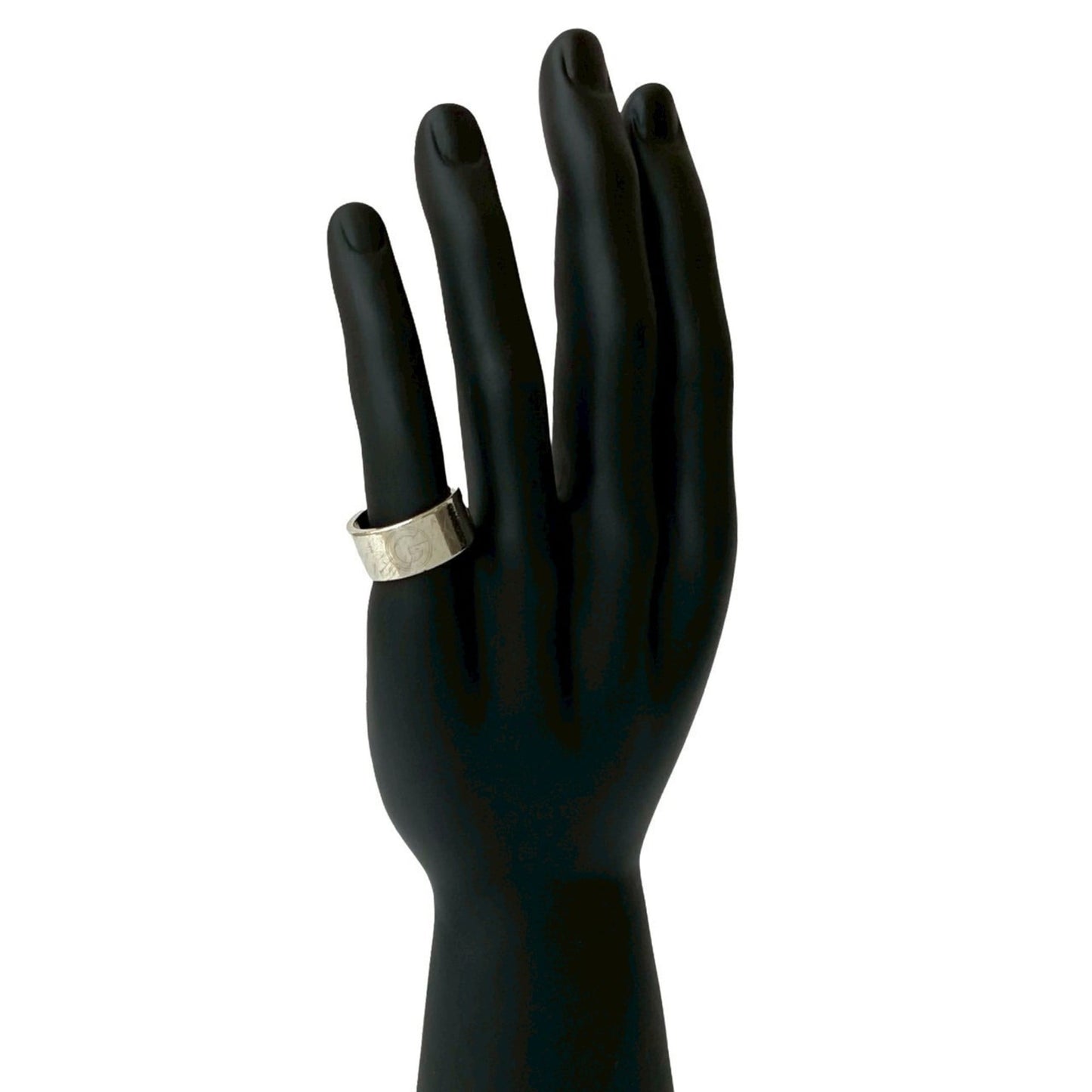 GUCCI G Logo Cutout Ring, 925 Sterling Silver, Men's Accessory, 60302